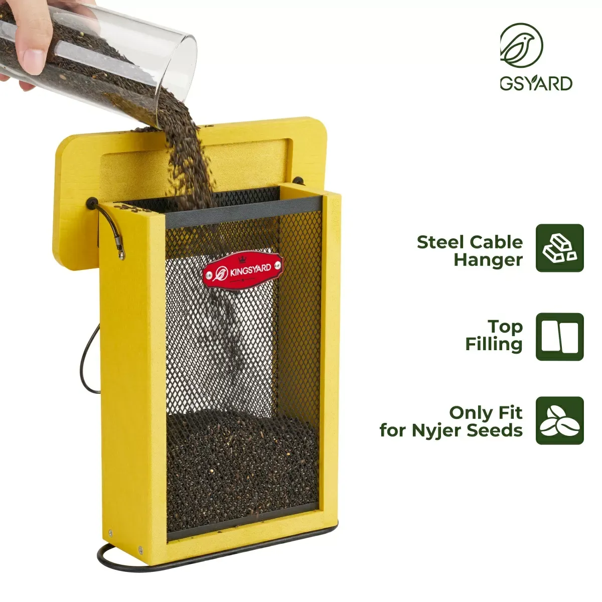 Yellow Kingsyard Metal Mesh Nyjer/Thistle Bird Feeder 6