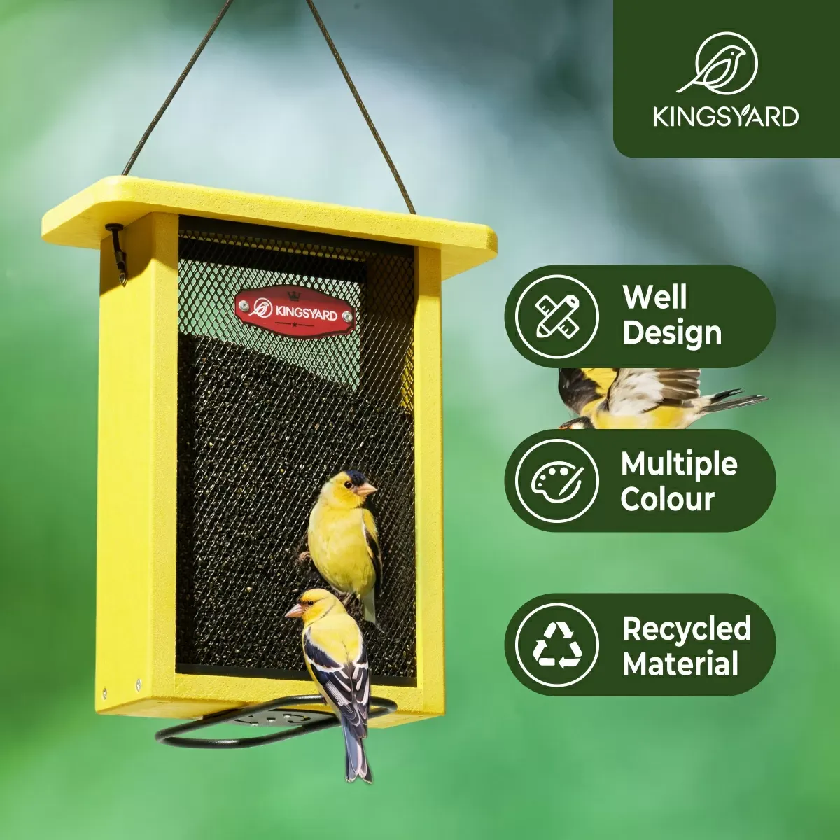 Yellow Kingsyard Metal Mesh Nyjer/Thistle Bird Feeder 7