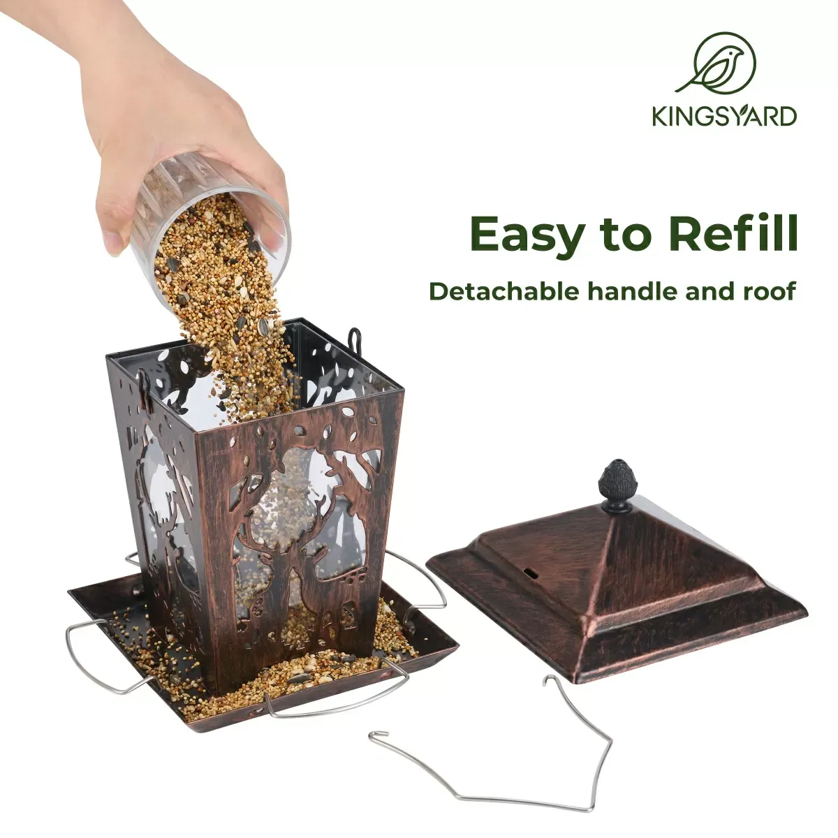 Kingsyard Weatherproof Metal Hopper Bird Feeder 5 Kingsyard Weatherproof Metal Hopper Bird Feeder 5