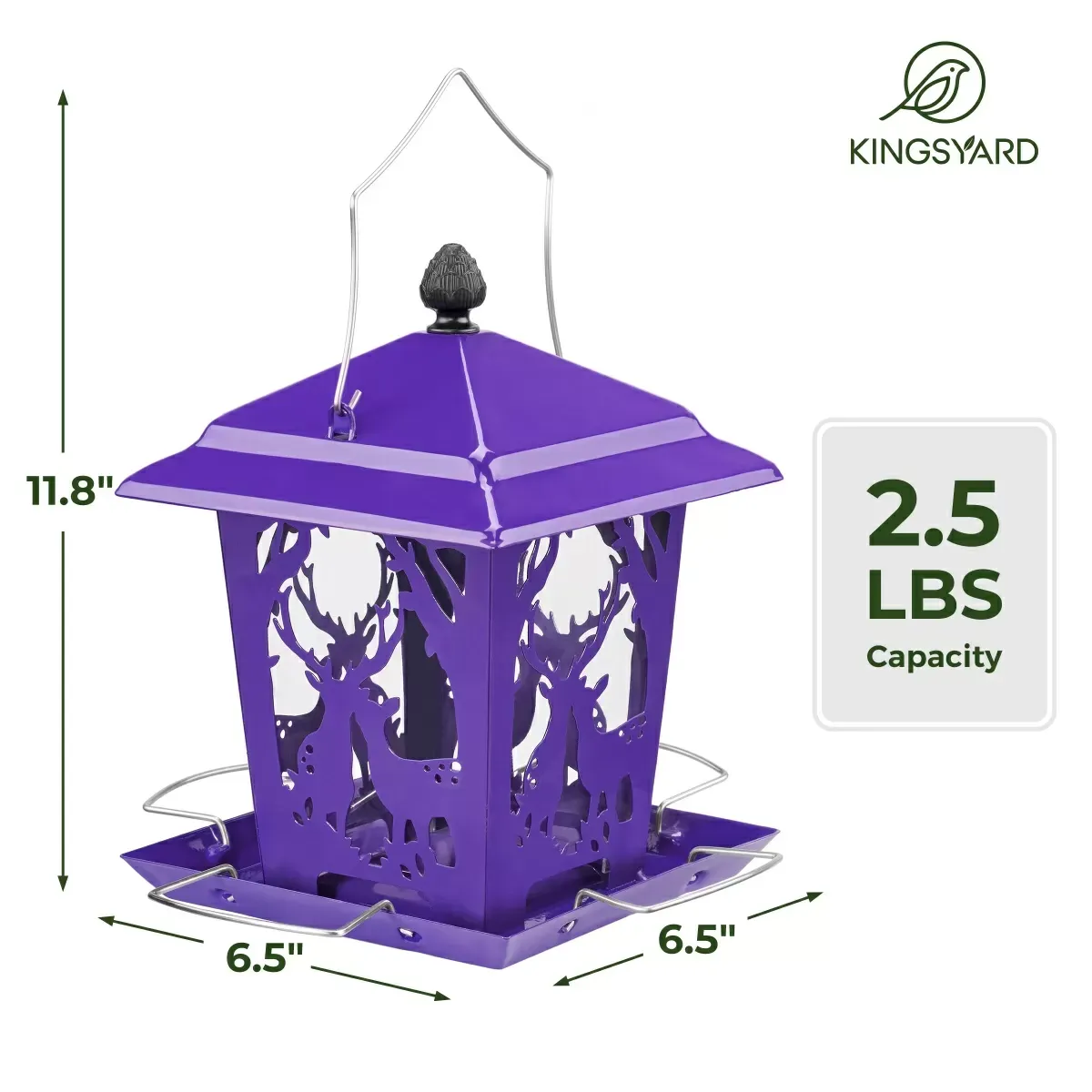 Purple Kingsyard Weatherproof Metal Hopper Bird Feeder 3