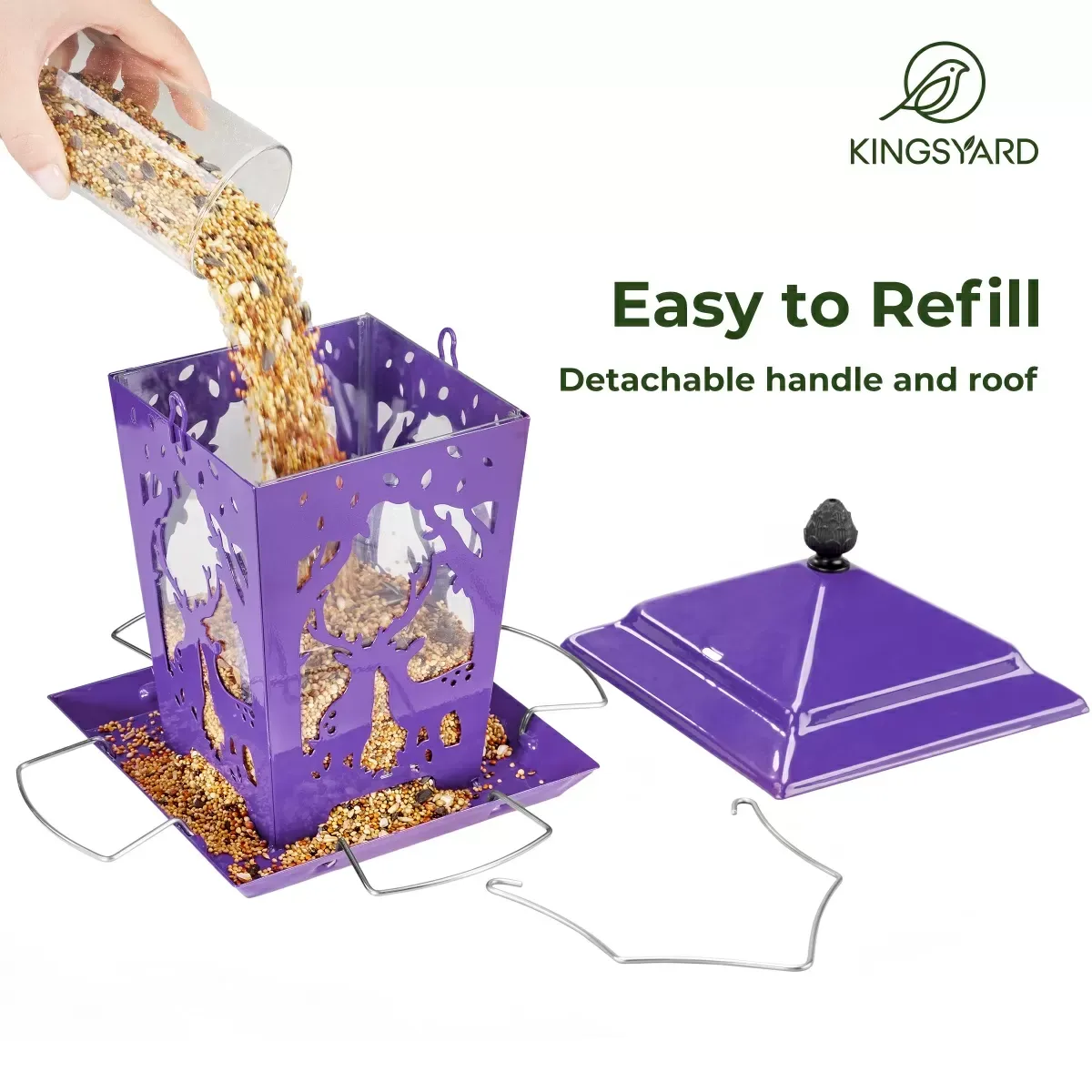 Purple Kingsyard Weatherproof Metal Hopper Bird Feeder 5
