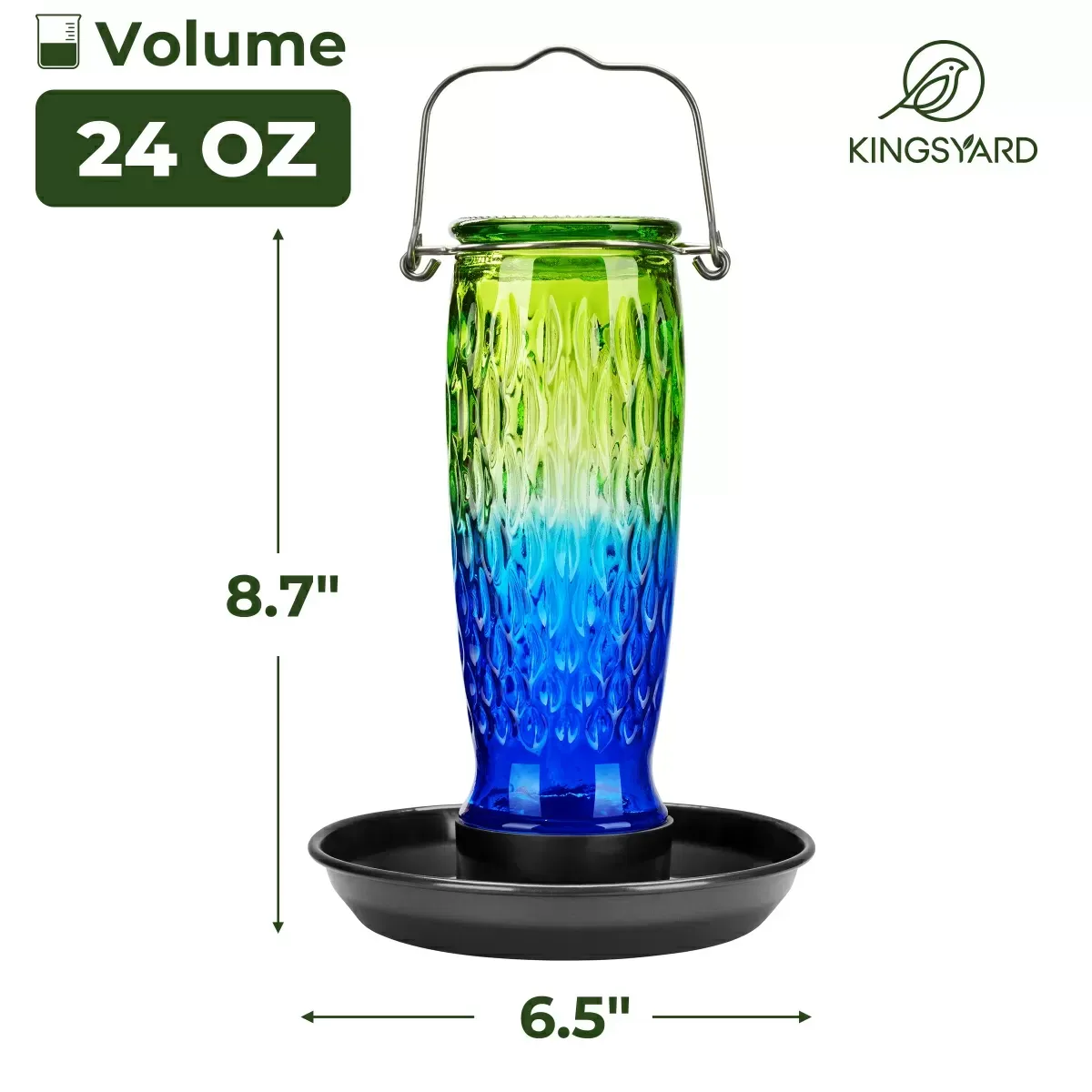 Kingsyard 24oz Large Capacity Glass Bird Water Feeder 3