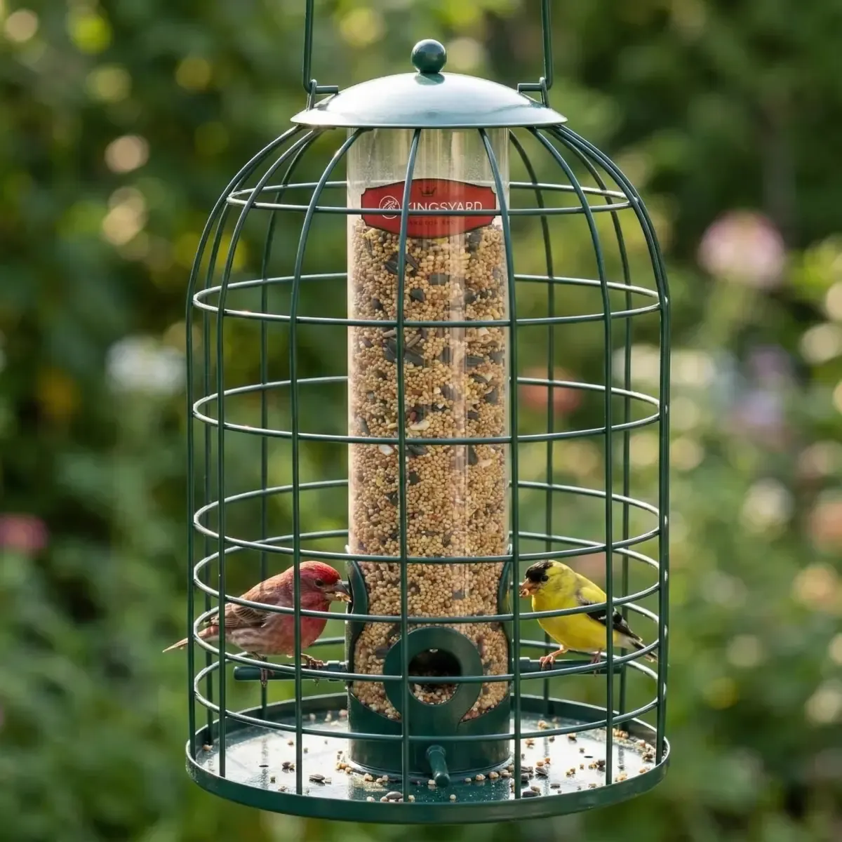 Kingsyard Caged Squirrel Proof Tube Feeder with Rainproof Design 3 Kingsyard Caged Squirrel Proof Tube Feeder with Rainproof Design 3