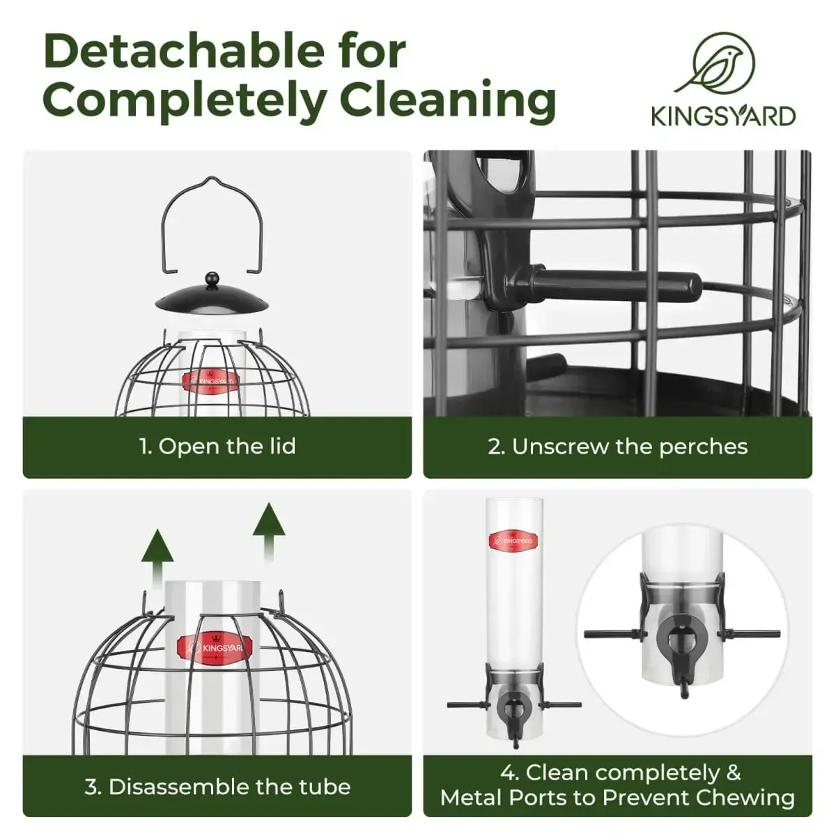 Black Kingsyard Caged Squirrel Proof Tube Feeder with Rainproof Design 4 Black Kingsyard Caged Squirrel Proof Tube Feeder with Rainproof Design 4