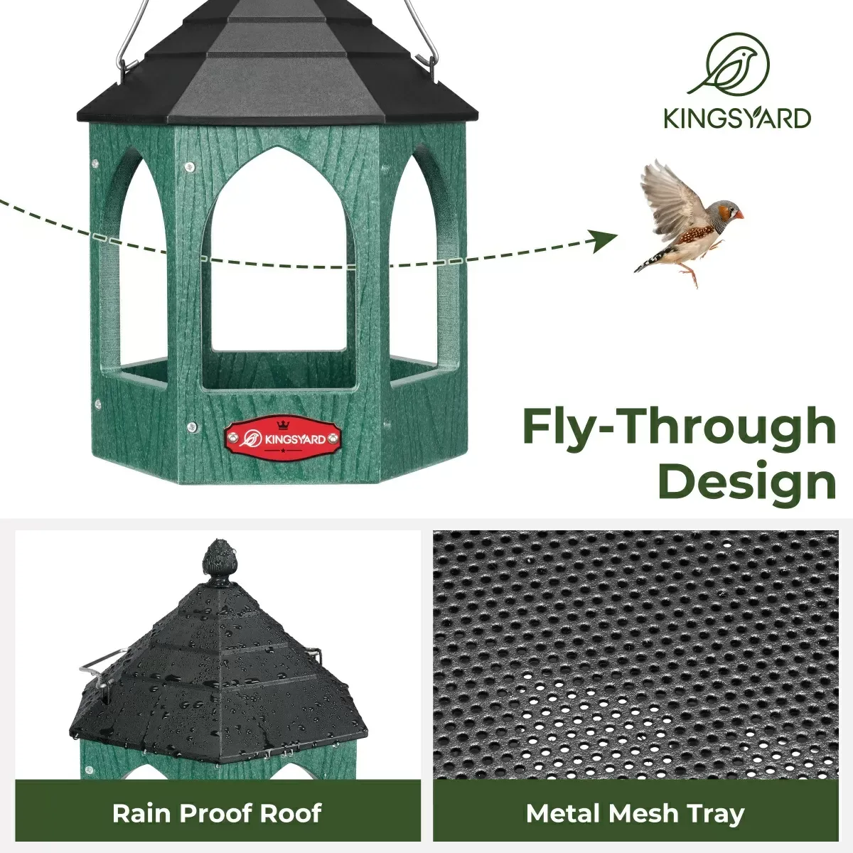 Green Kingsyard Recycled Plastic Bird Feeder 5