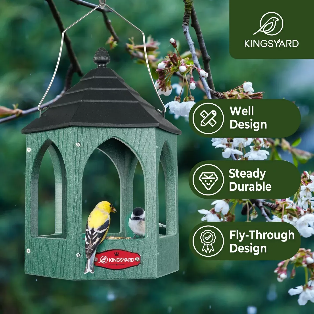 Green Kingsyard Recycled Plastic Bird Feeder 6