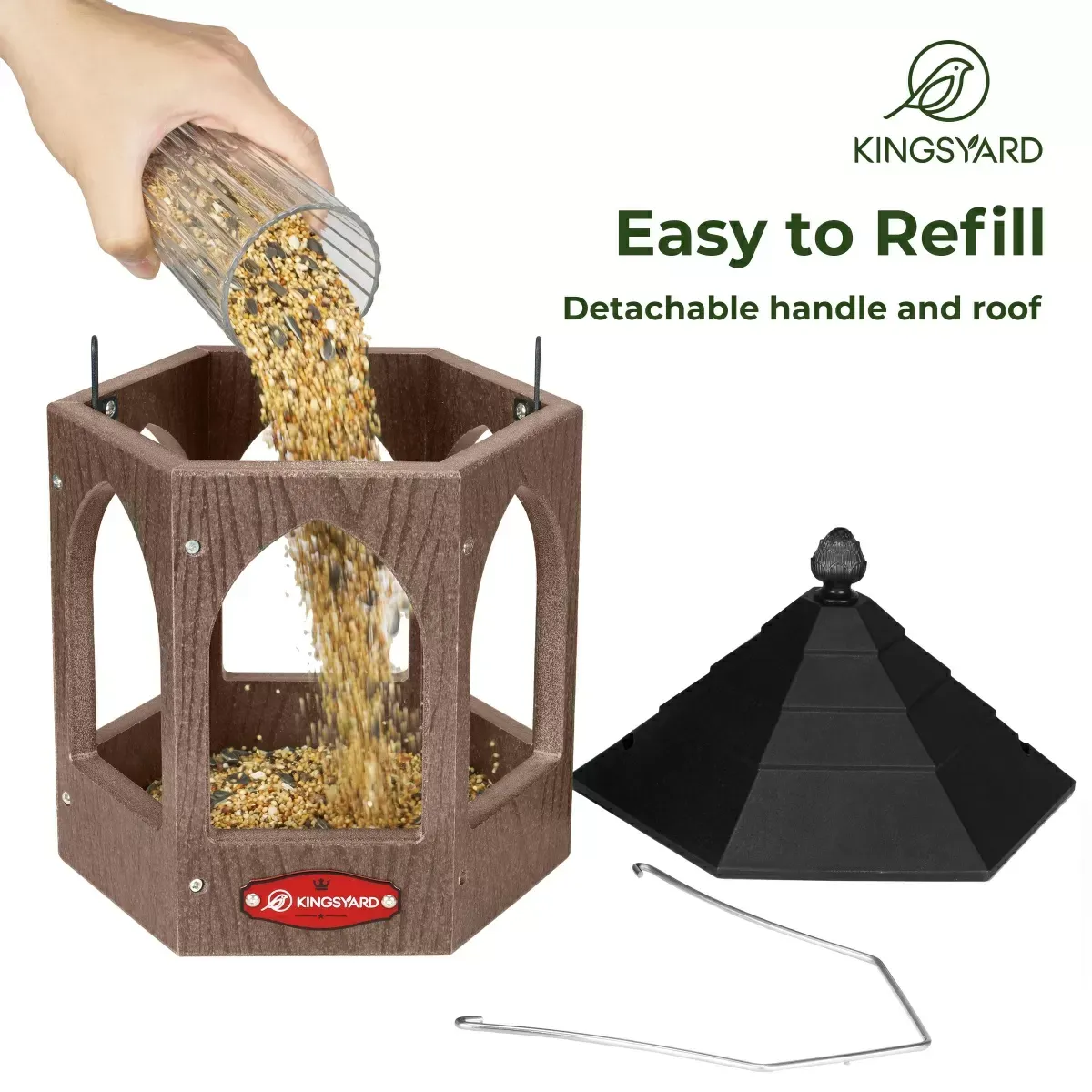 Brown Kingsyard Recycled Plastic Bird Feeder 4 Brown Kingsyard Recycled Plastic Bird Feeder 4