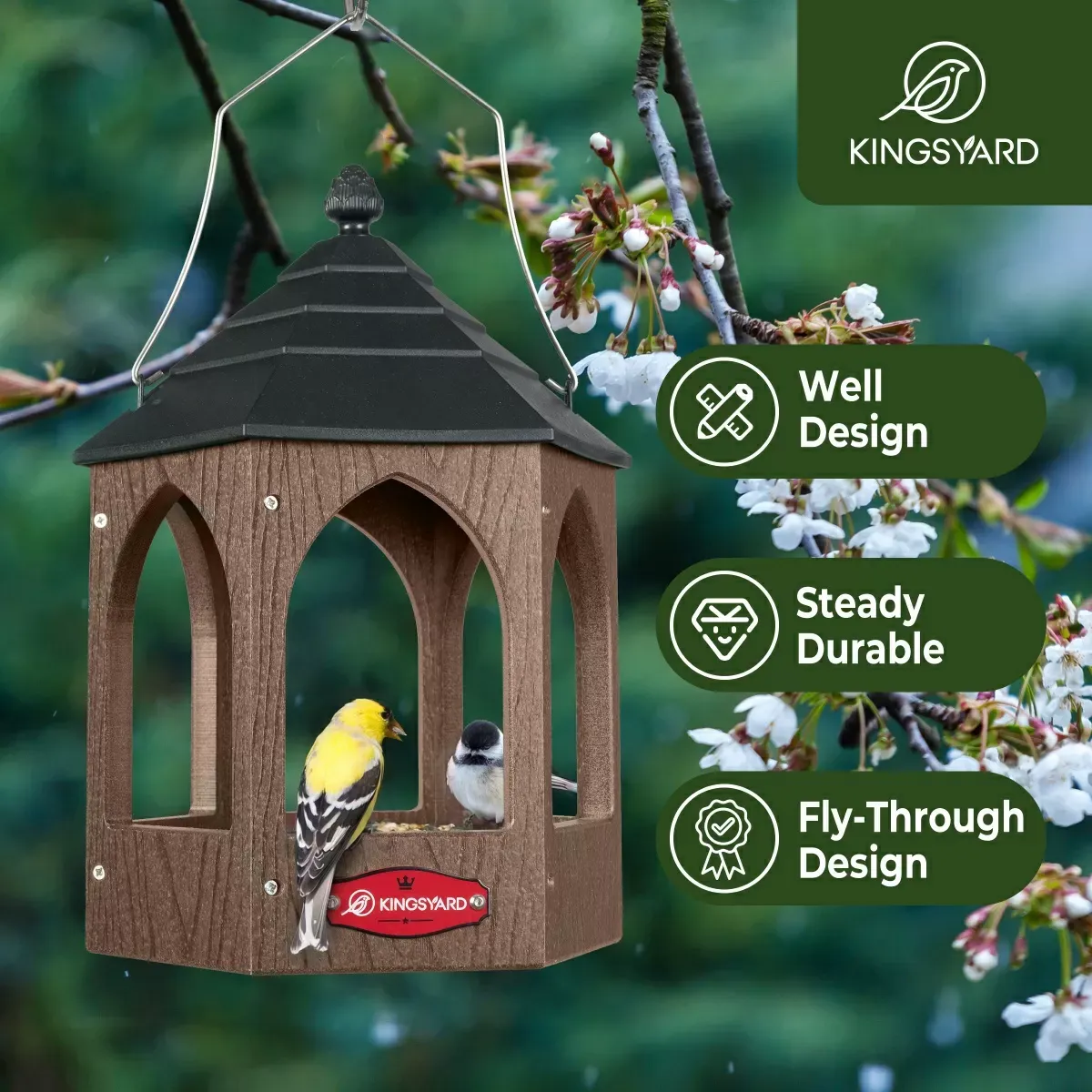 Brown Kingsyard Recycled Plastic Bird Feeder 7 Brown Kingsyard Recycled Plastic Bird Feeder 7