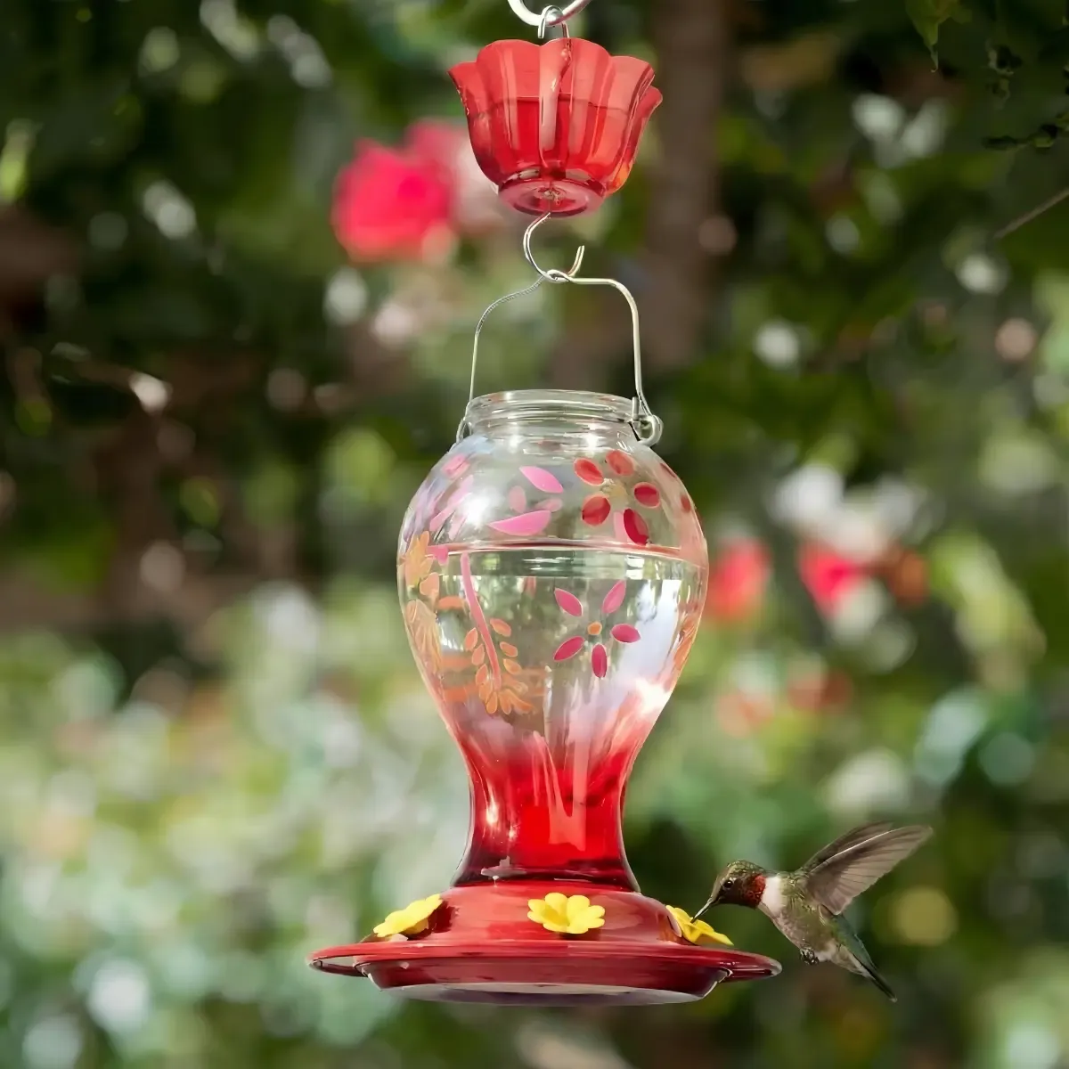 Kingsyard 26oz Leak Proof Glass Hummingbird Feeders with Ant Moat