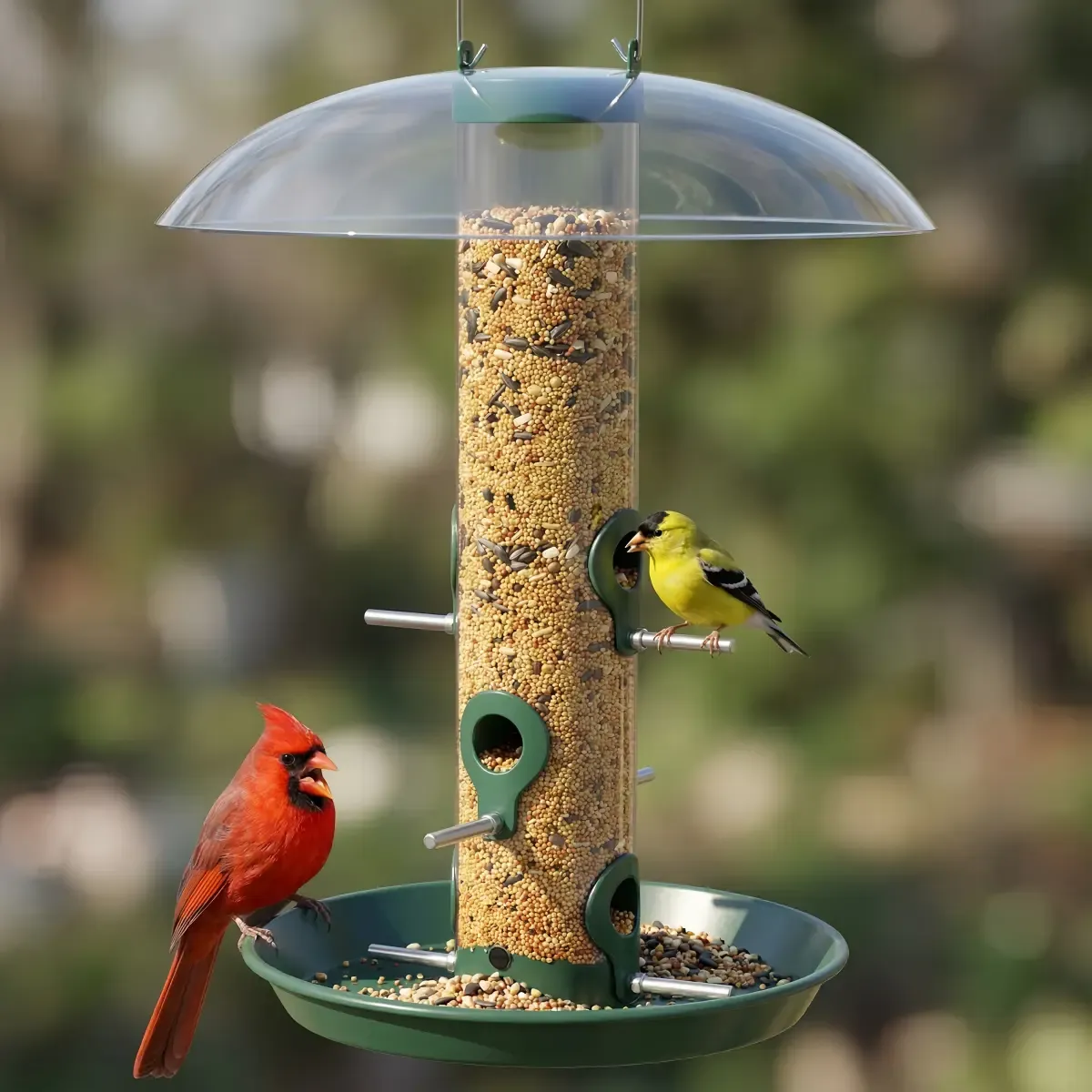 Kingsyard Weatherproof Metal Tube Feeder with Dome