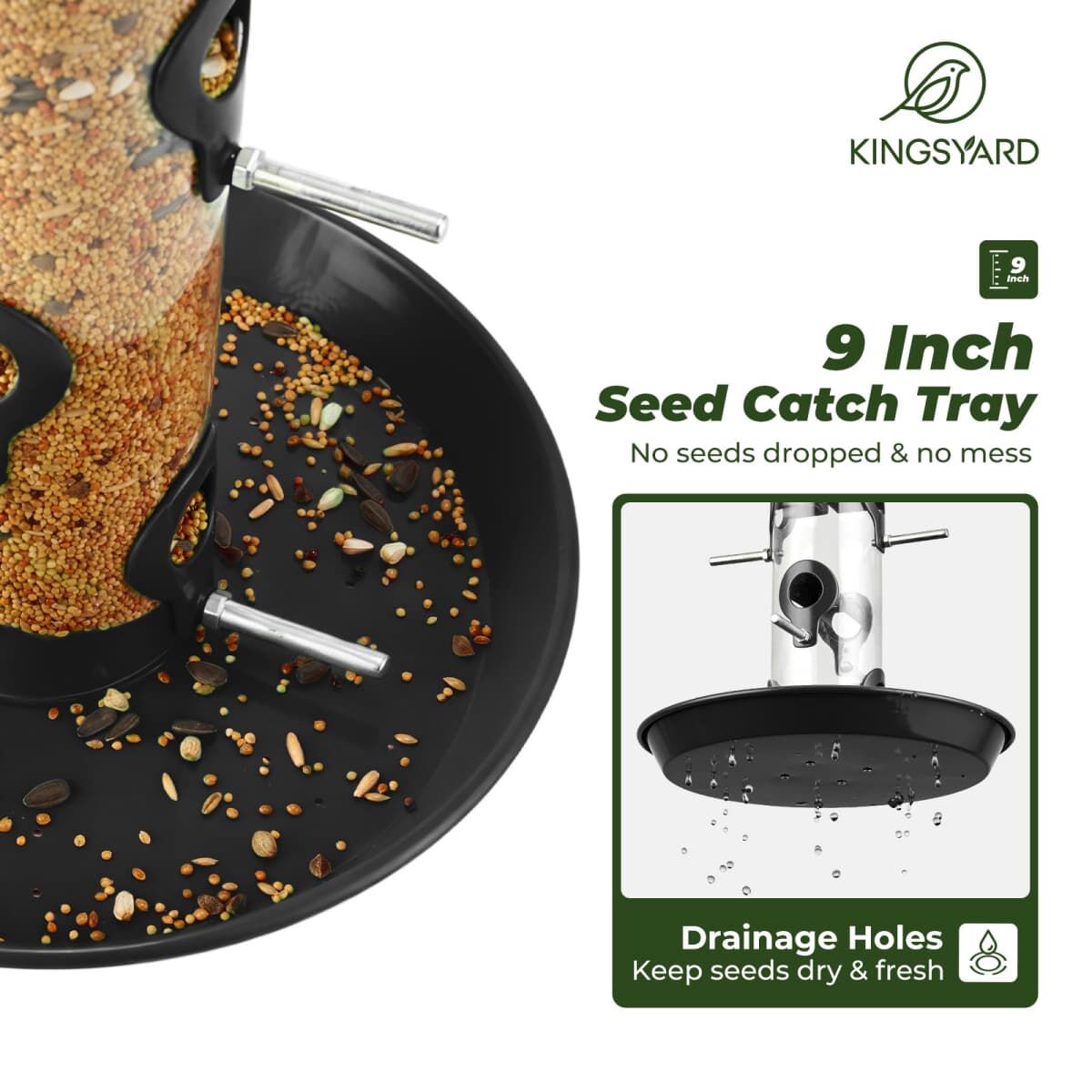 Black Kingsyard Weatherproof Metal Tube Feeder with Dome 5