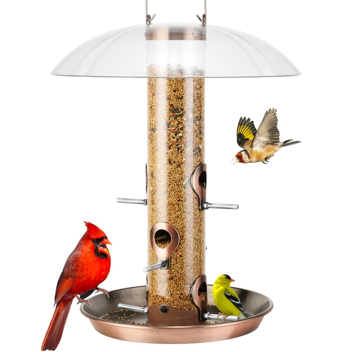 Antique Copper Kingsyard Weatherproof Metal Tube Feeder with Dome 2