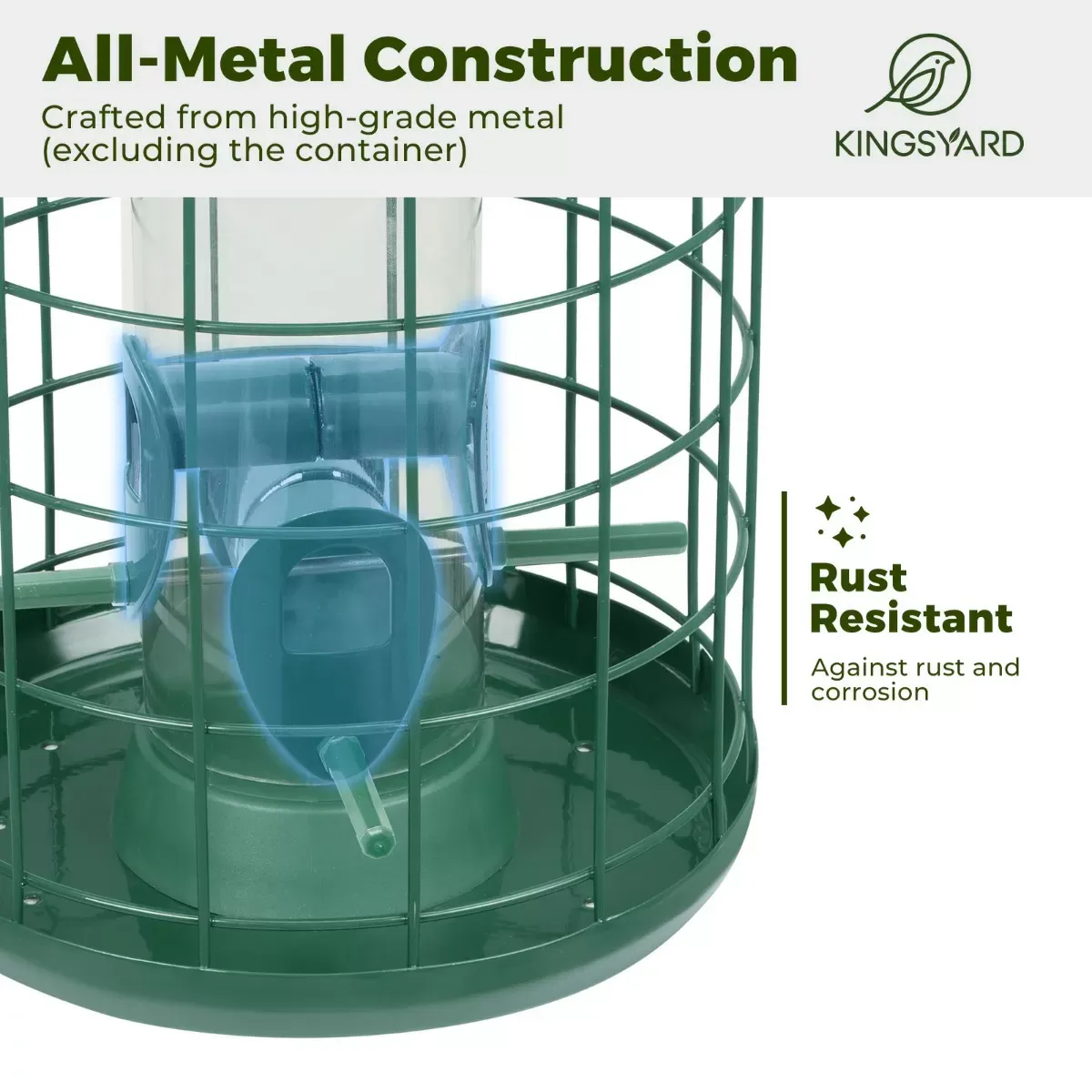 Kingsyard Caged Squirrel Proof Tube Feeder with Weatherproof Design 5