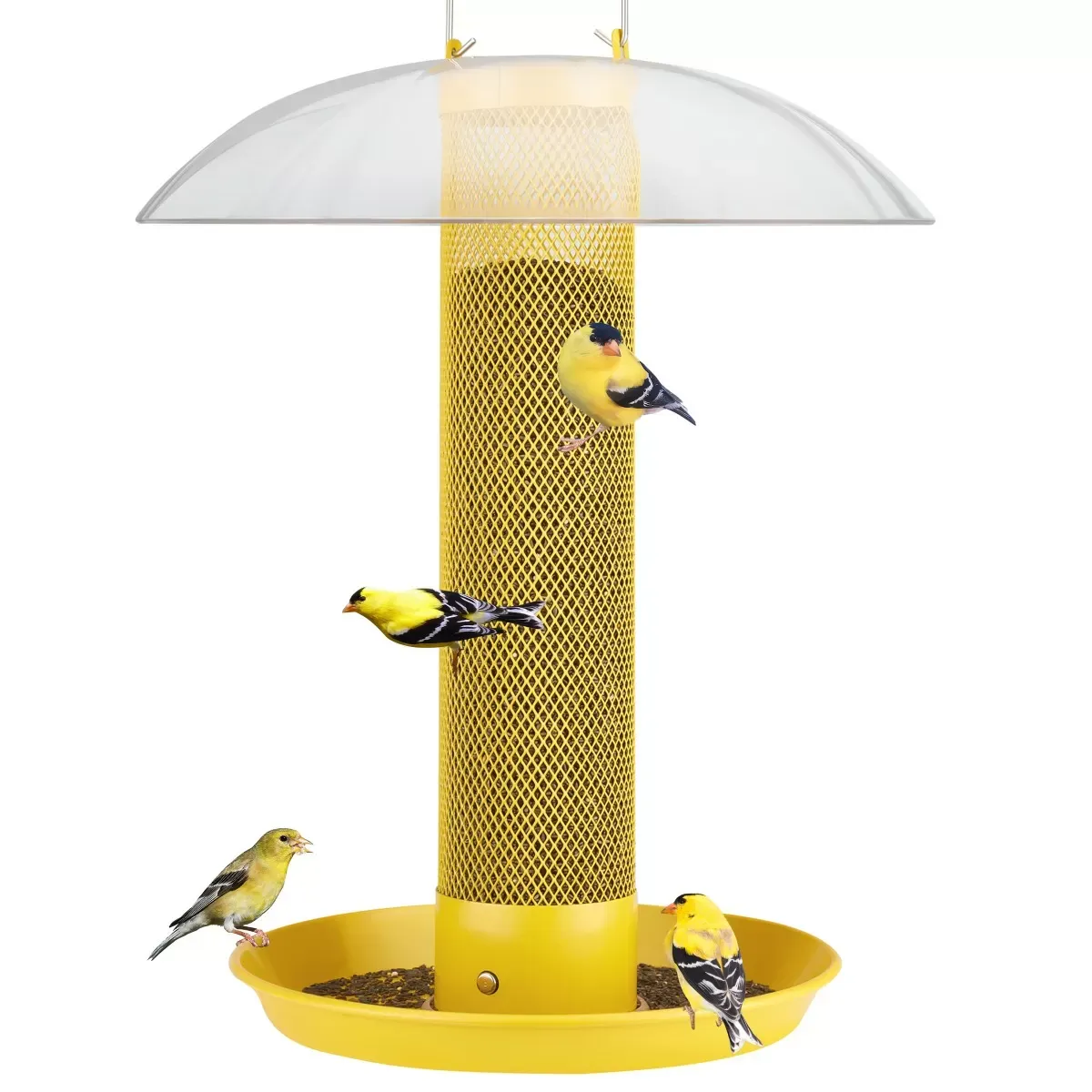 Mr. Canary Nyjer Finch Tube Feeder With 8oz Seed - Yellow, Washable (MC-T12SNT)