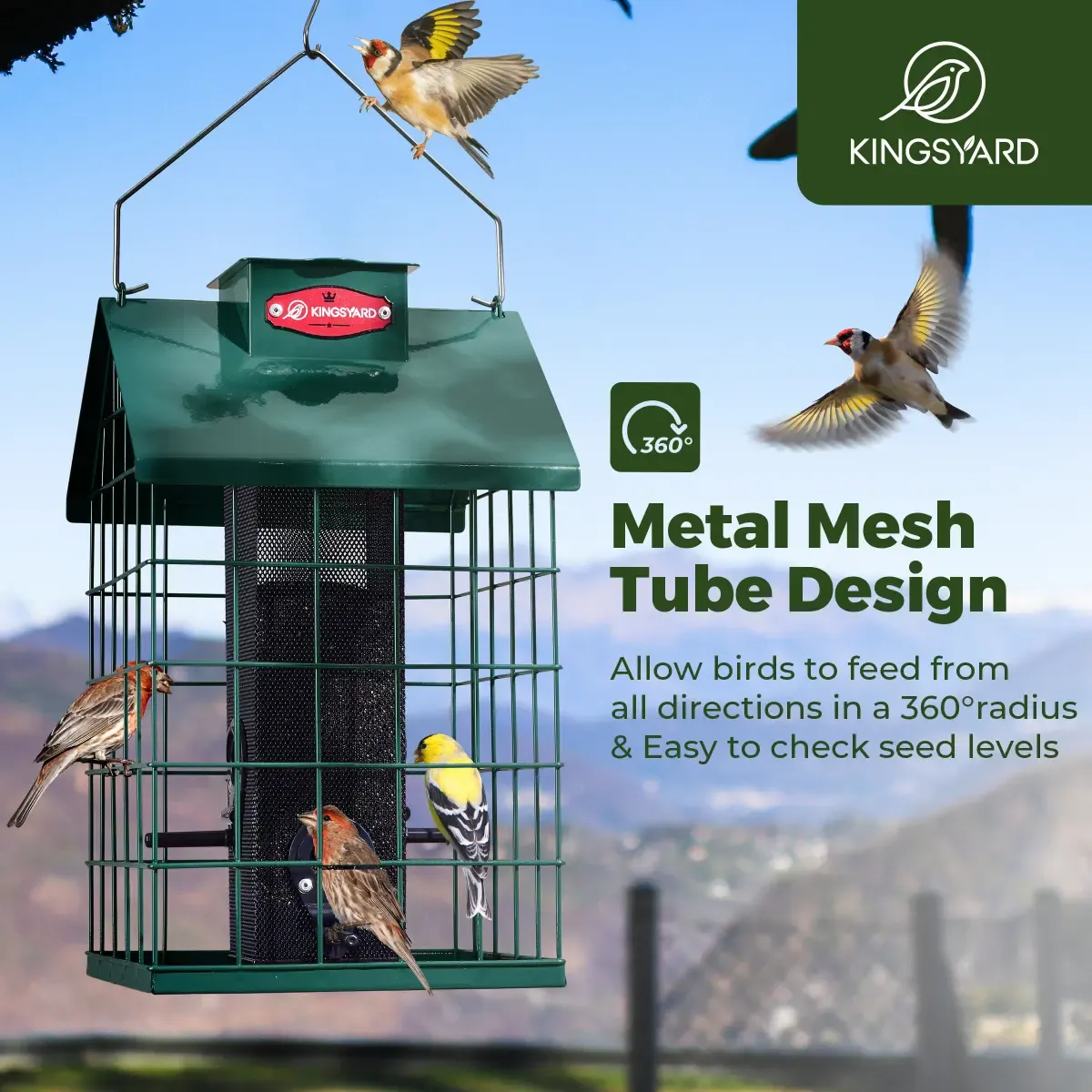 Kingsyard Weatherproof Caged Squirrel Proof Bird Feeder 7