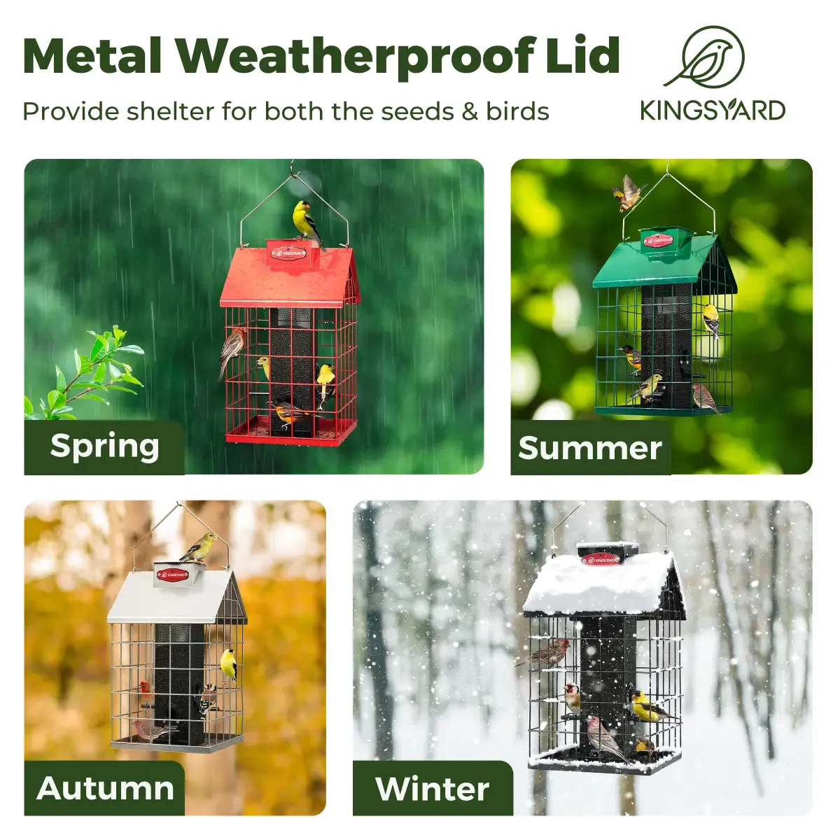 Kingsyard Weatherproof Caged Squirrel Proof Bird Feeder 8