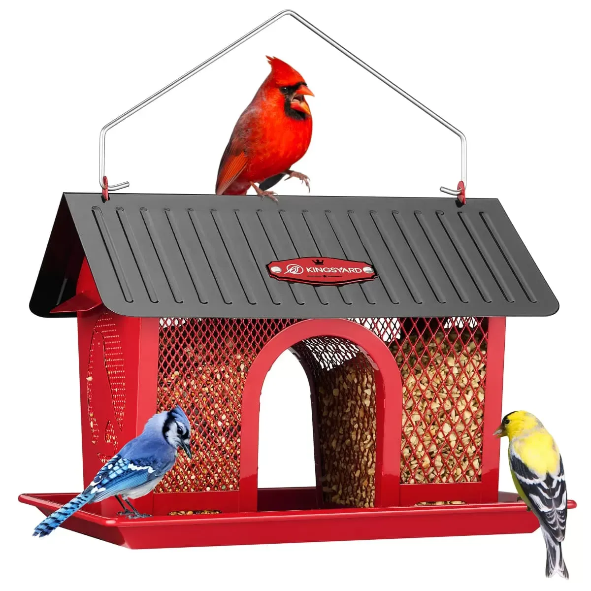 Kingsyard Weatherproof Metal Mesh Hopper Bird Feeder 2 Kingsyard Weatherproof Metal Mesh Hopper Bird Feeder 2