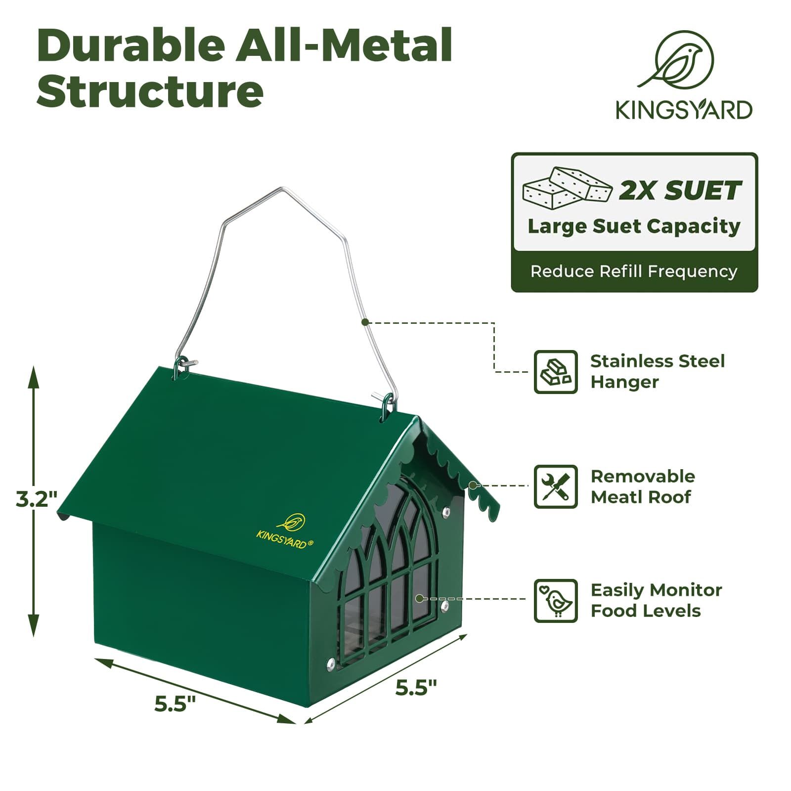 Kingsyard Metal Upside Down Double Suet Bird Feeder 3 Kingsyard Metal Upside Down Double Suet Bird Feeder 3