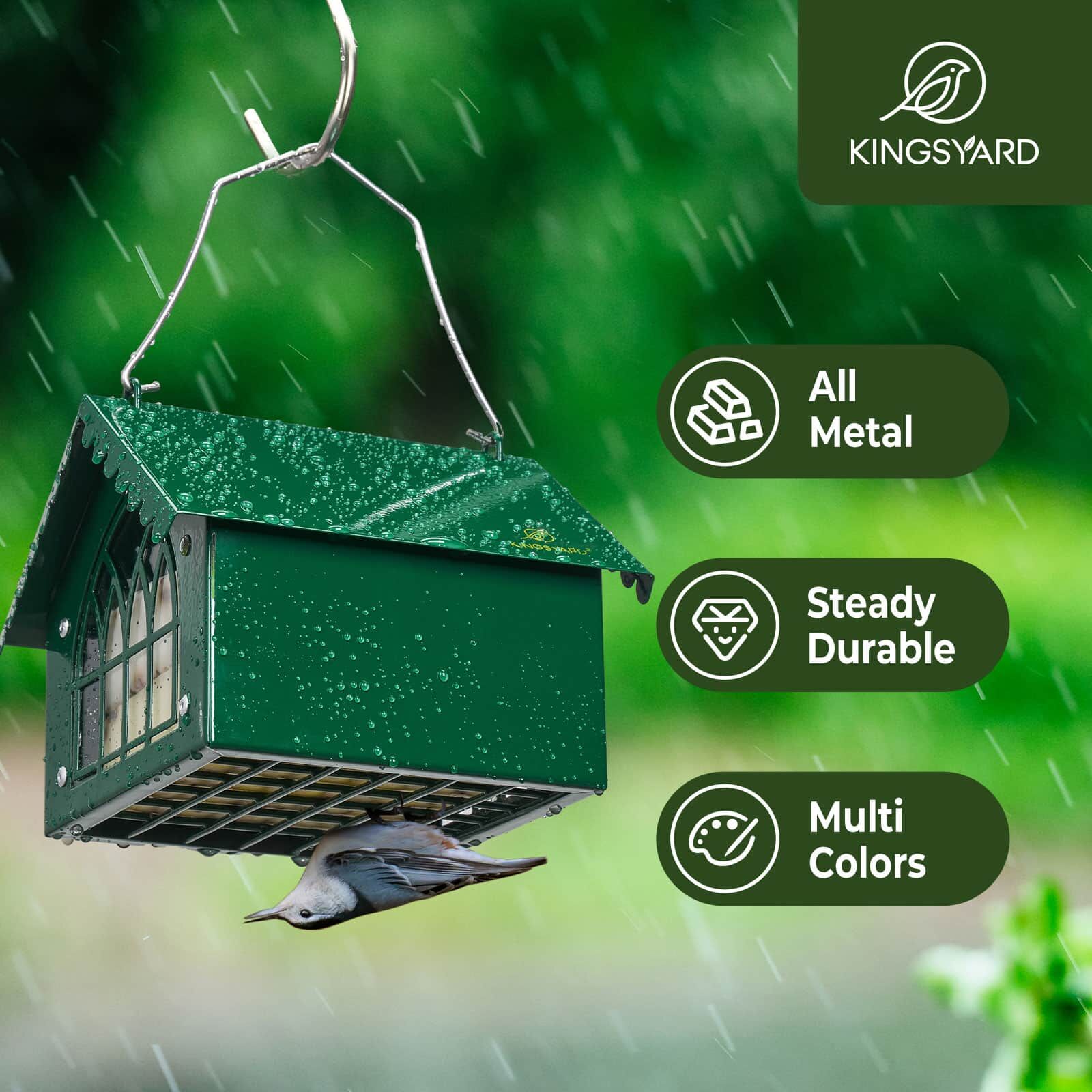 Kingsyard Metal Upside Down Double Suet Bird Feeder 6 Kingsyard Metal Upside Down Double Suet Bird Feeder 6