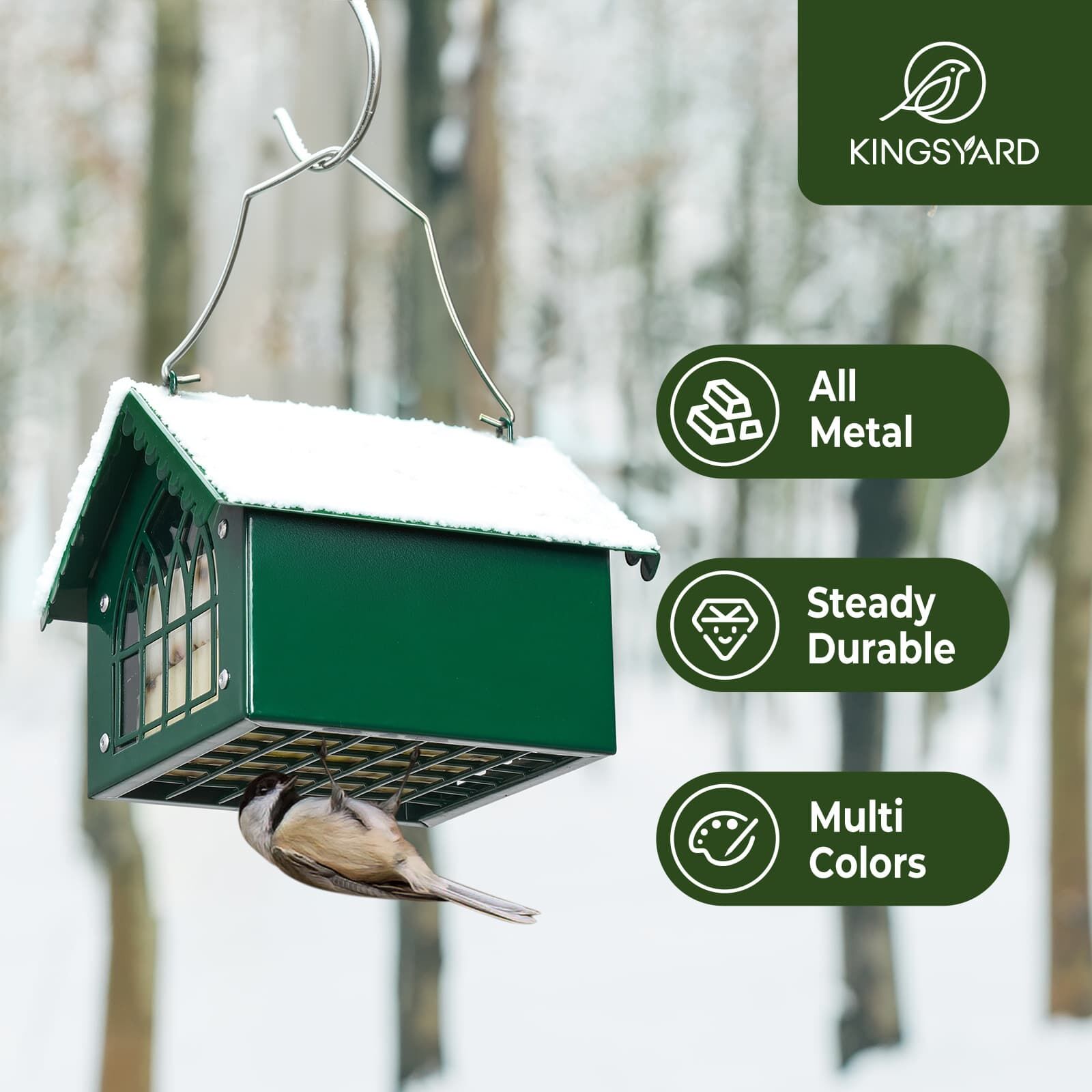 Green Kingsyard Metal Upside Down Double Suet Bird Feeder 7