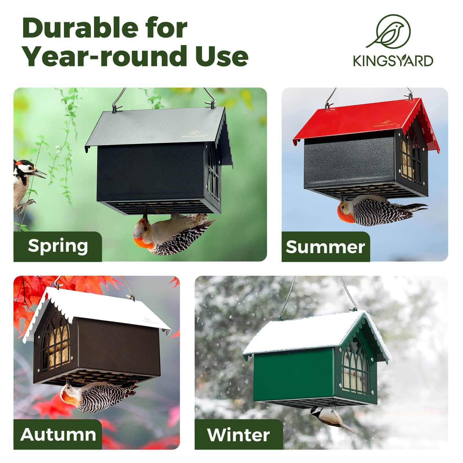 Kingsyard Metal Upside Down Double Suet Bird Feeder 8 Kingsyard Metal Upside Down Double Suet Bird Feeder 8