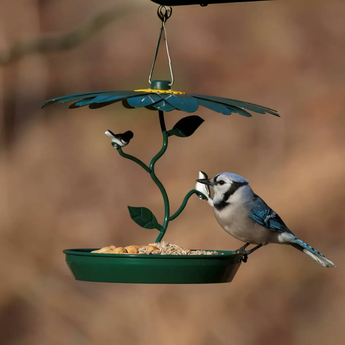 Dark Green Kingsyard Platform Bird Feeder with Weatherproof Dome 8