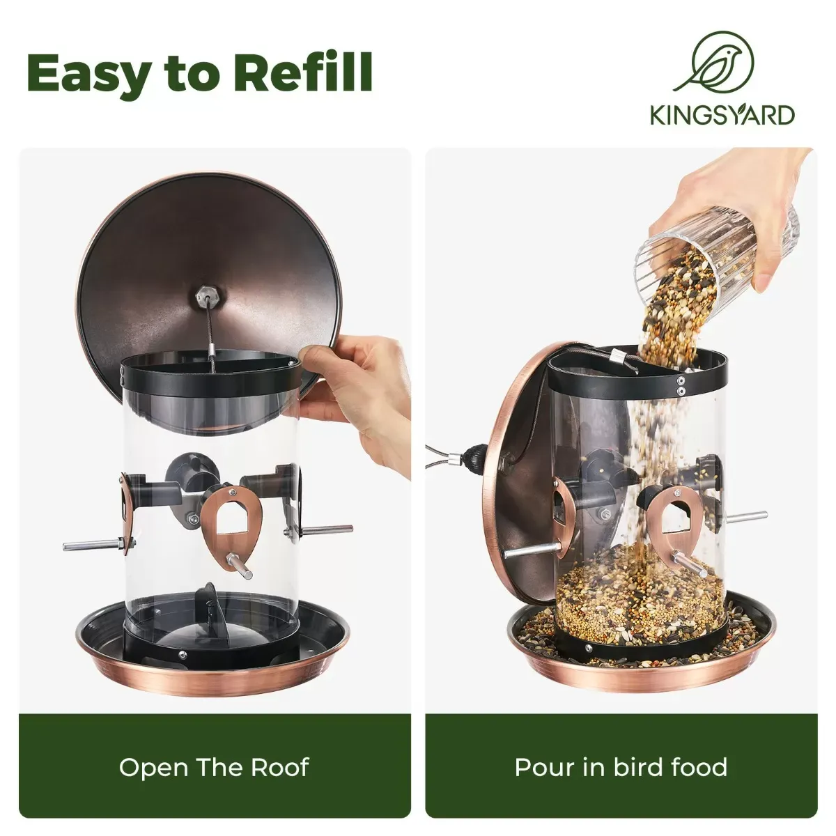 Kingsyard Weatherproof Tube Bird Feeder with 4 Ports 6