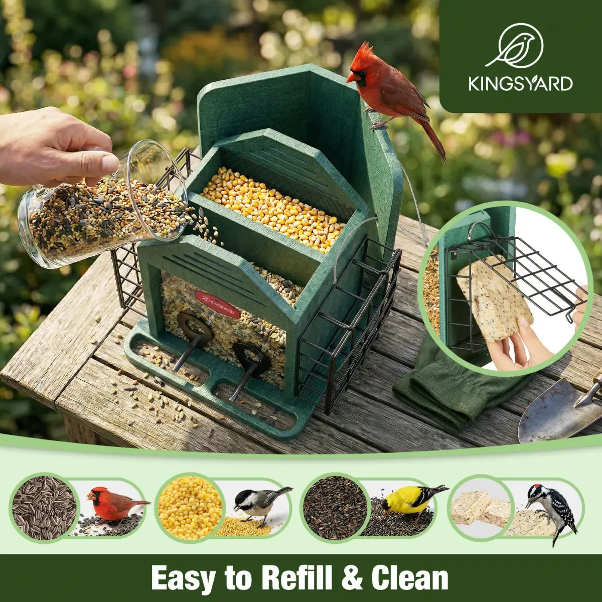 Kingsyard 3 in 1 Double Suet Metal Mesh Wild Bird Feeder 2 Kingsyard 3 in 1 Double Suet Metal Mesh Wild Bird Feeder 2