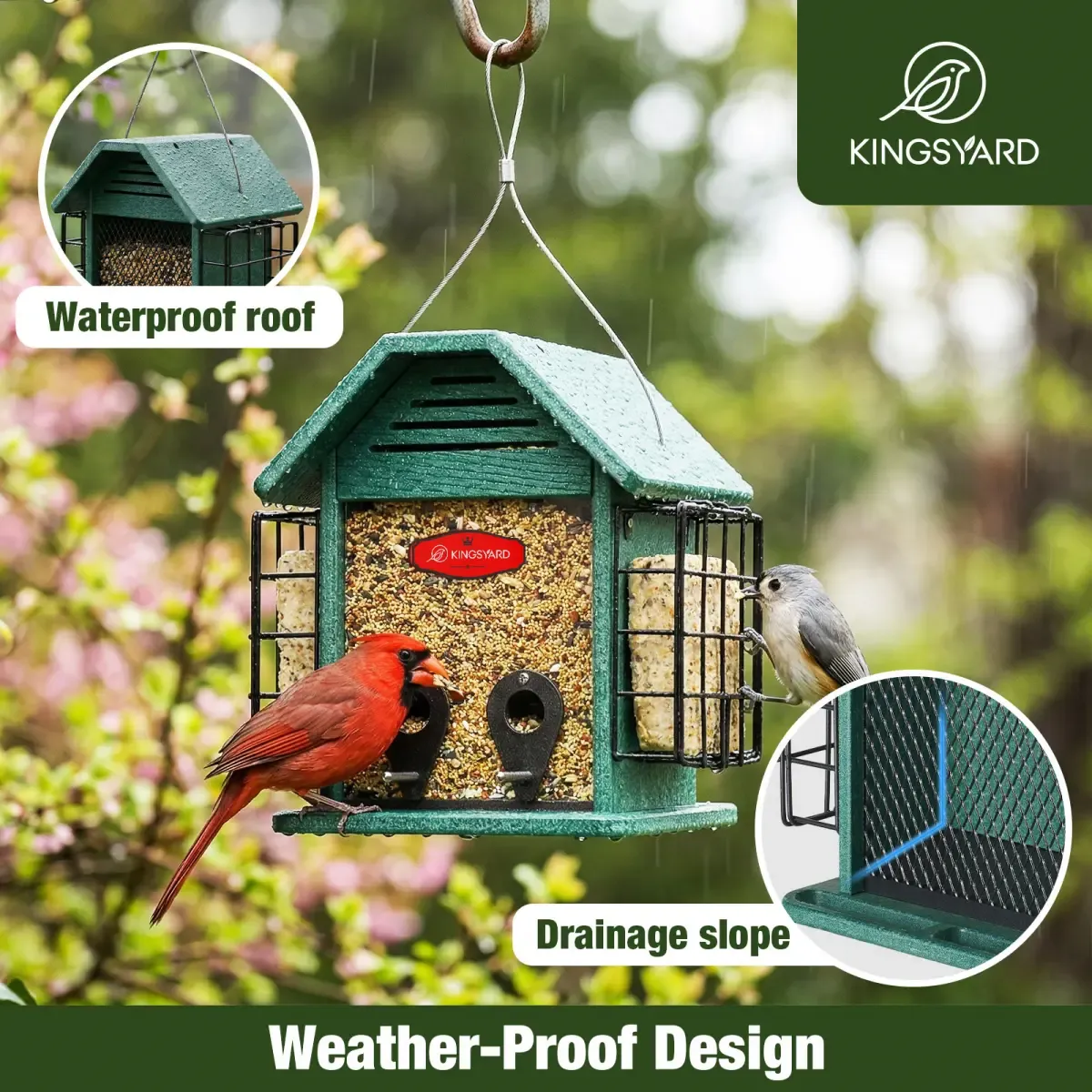 Kingsyard 3 in 1 Double Suet Metal Mesh Wild Bird Feeder 6 Kingsyard 3 in 1 Double Suet Metal Mesh Wild Bird Feeder 6