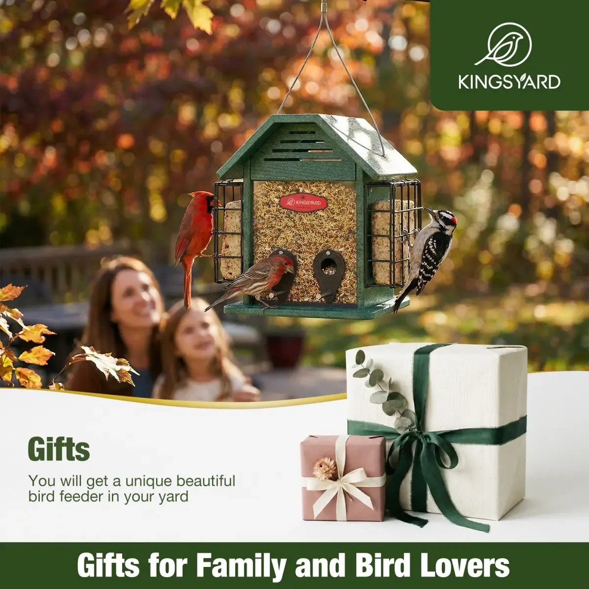 Kingsyard 3 in 1 Double Suet Metal Mesh Wild Bird Feeder 7 Kingsyard 3 in 1 Double Suet Metal Mesh Wild Bird Feeder 7