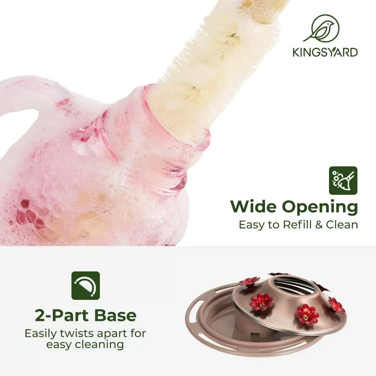 Pink Kingsyard 16oz Bee & Ant Proof Glass Hummingbird Feeders 6