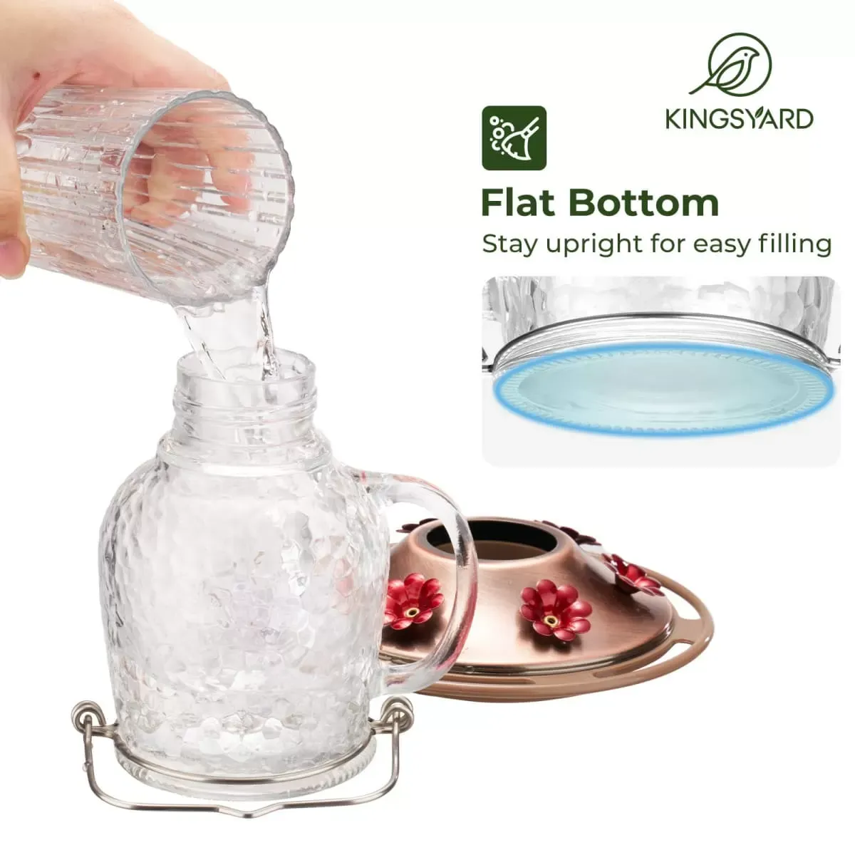 Clear Kingsyard 16oz Bee & Ant Proof Glass Hummingbird Feeders 5