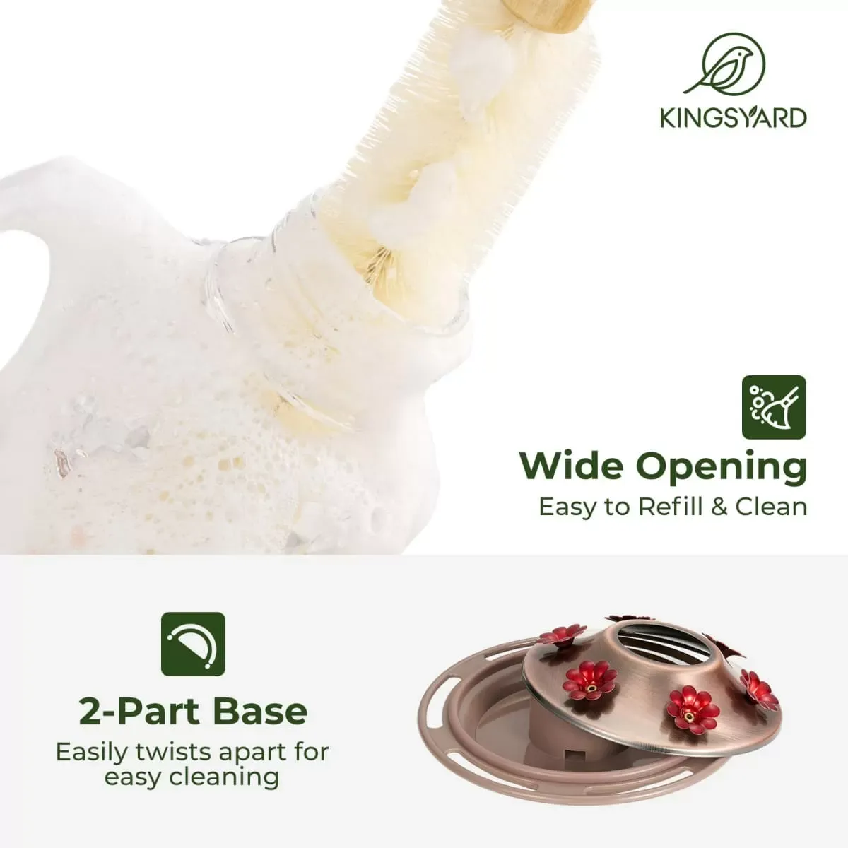 Clear Kingsyard 16oz Bee & Ant Proof Glass Hummingbird Feeders 6