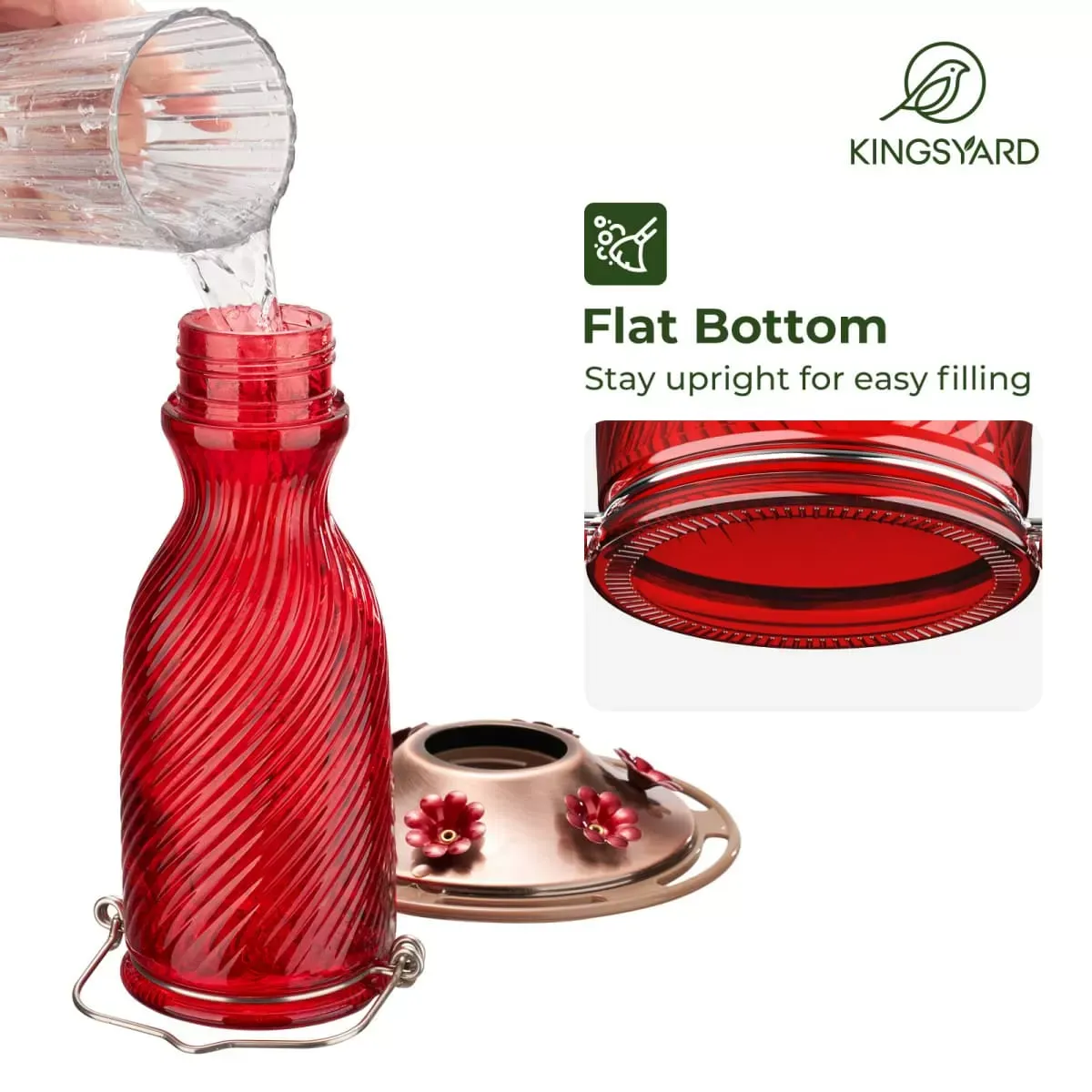 Red Kingsyard 18oz Bee & Ant Proof Glass Hummingbird Feeders 6