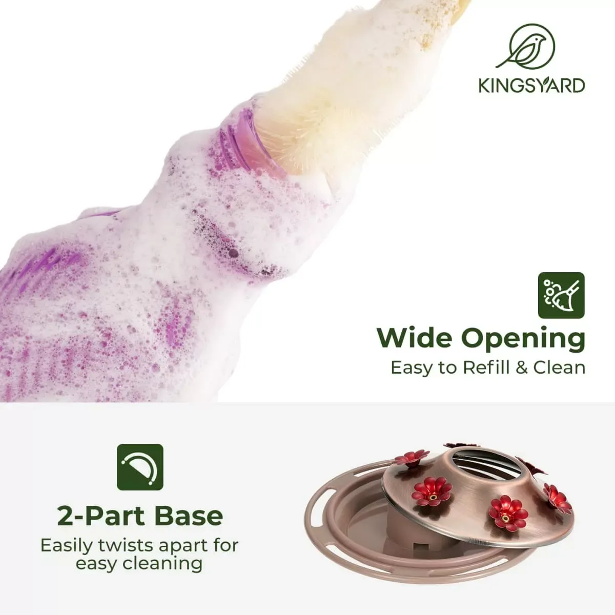 Kingsyard 18oz Bee & Ant Proof Glass Hummingbird Feeders 5