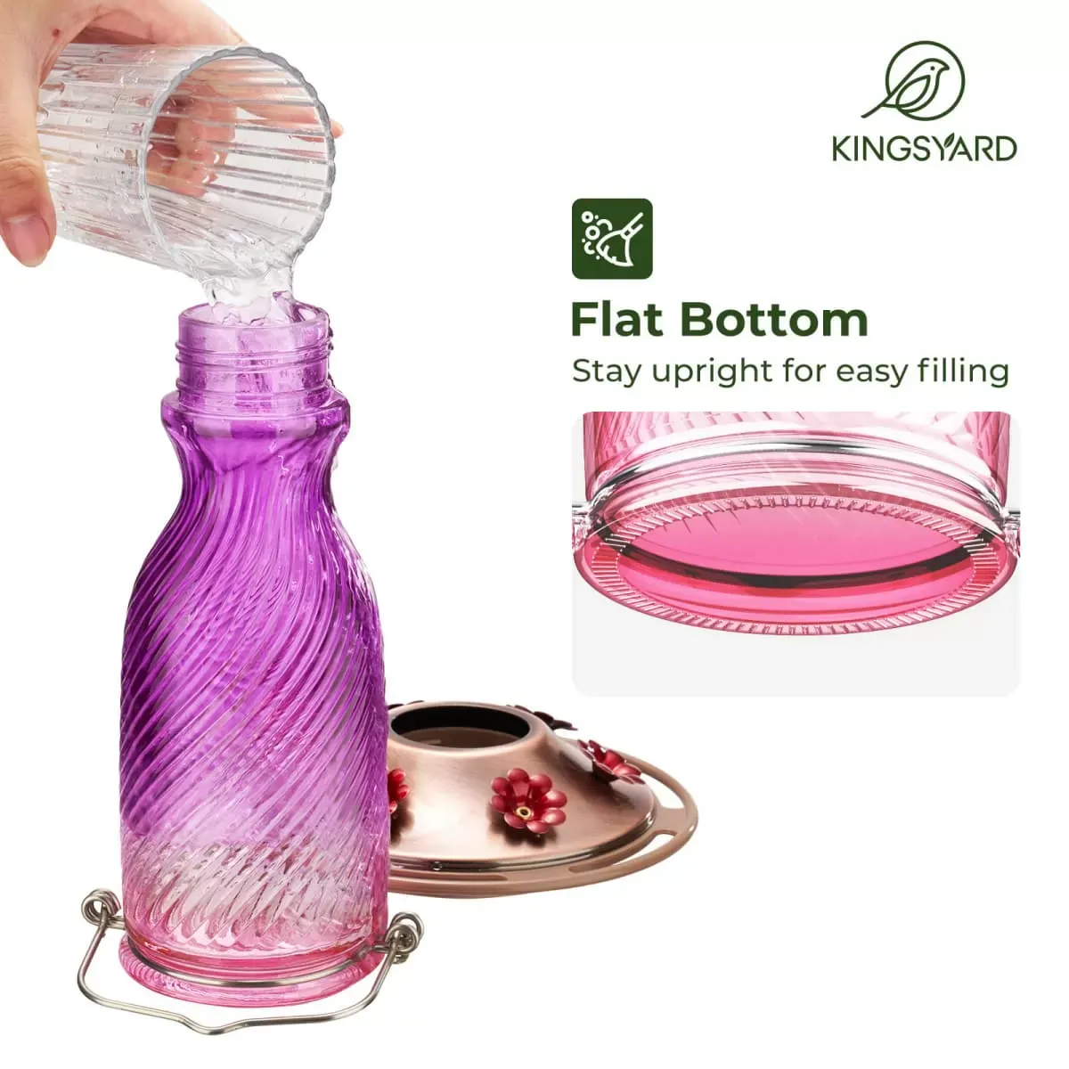 Kingsyard 18oz Bee & Ant Proof Glass Hummingbird Feeders 6