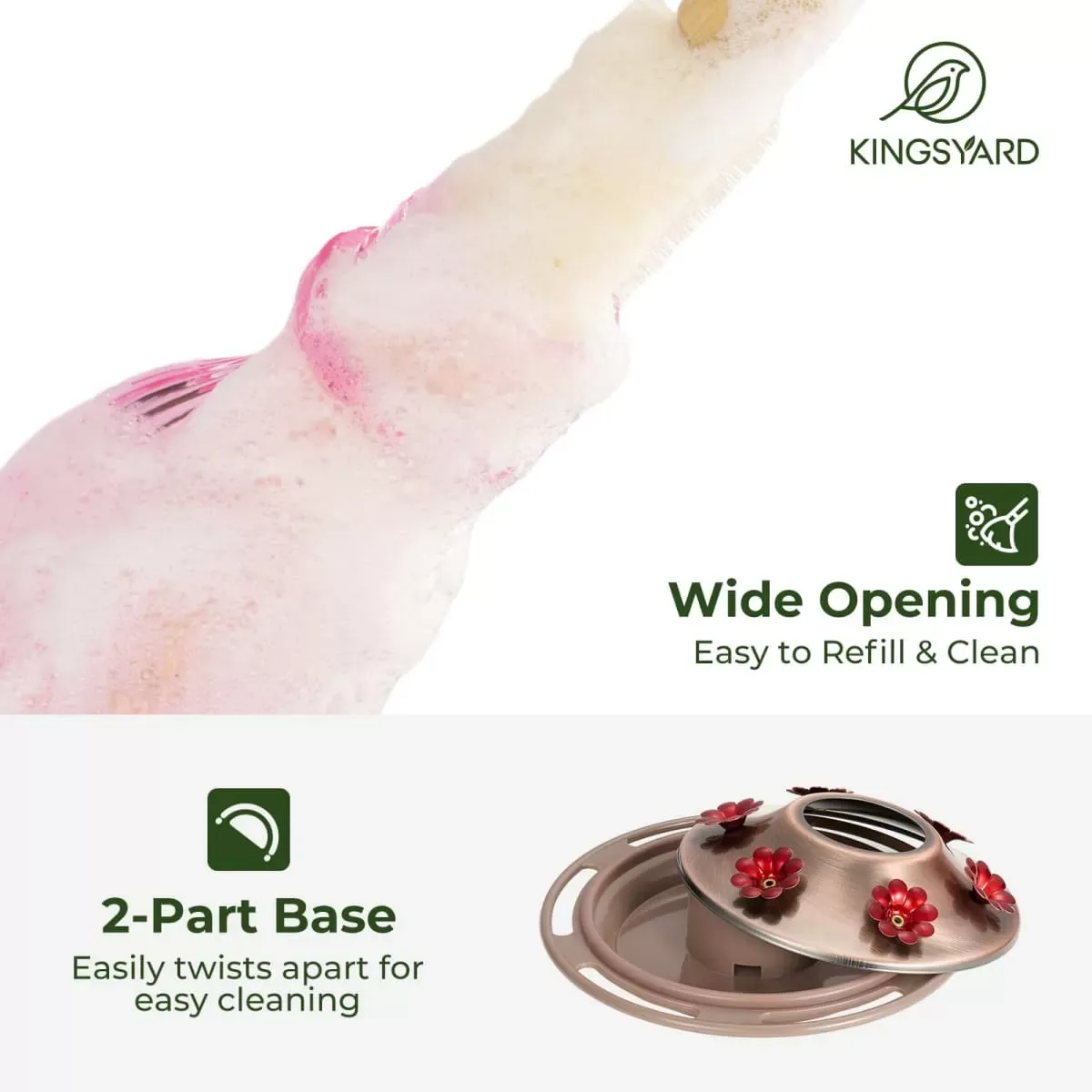 Pink Kingsyard 18oz Bee & Ant Proof Glass Hummingbird Feeders 5