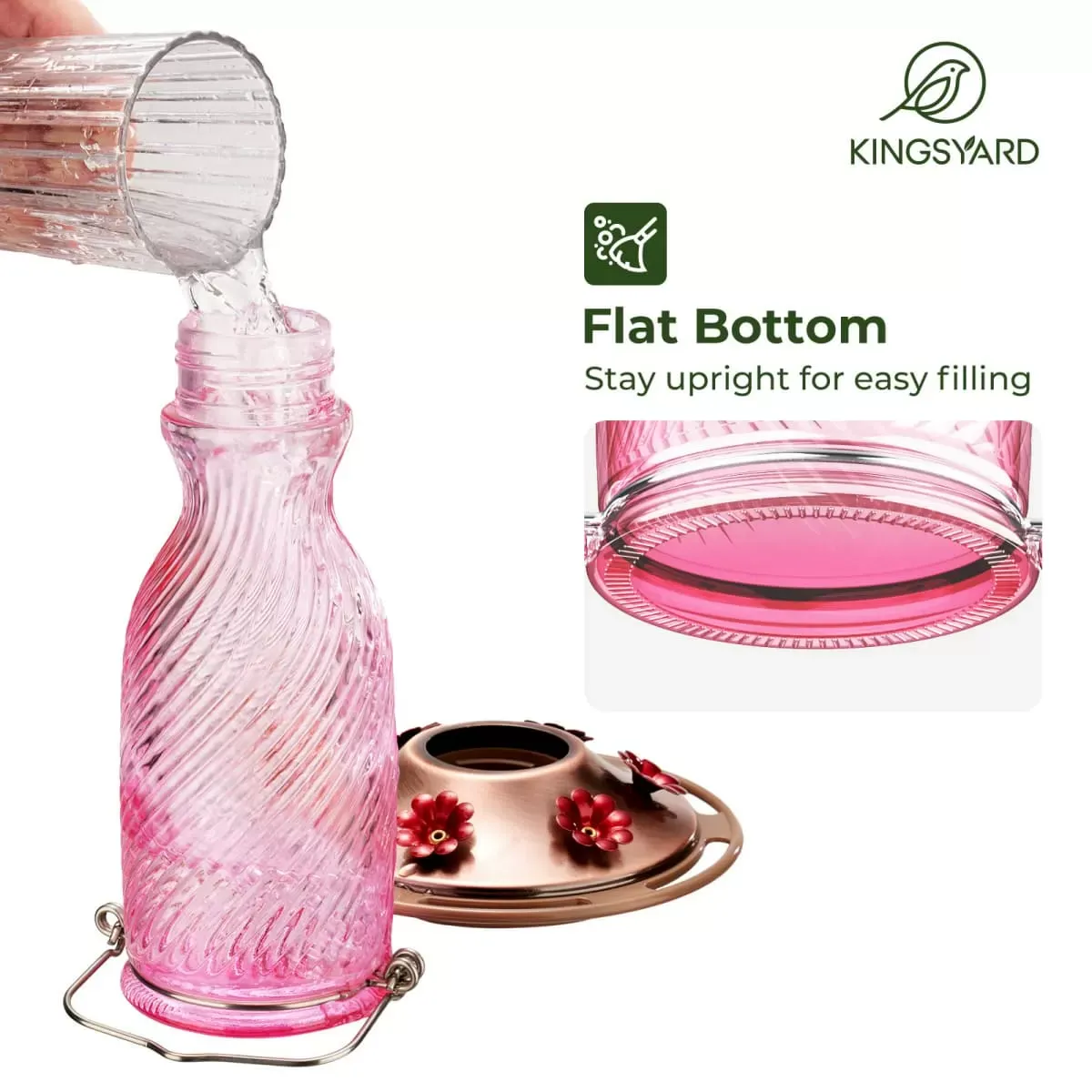 Pink Kingsyard 18oz Bee & Ant Proof Glass Hummingbird Feeders 6