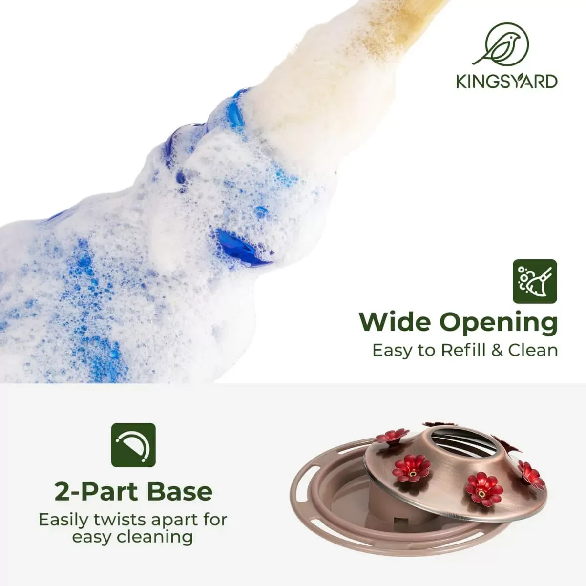 Green&Blue Kingsyard 18oz Bee & Ant Proof Glass Hummingbird Feeders 5