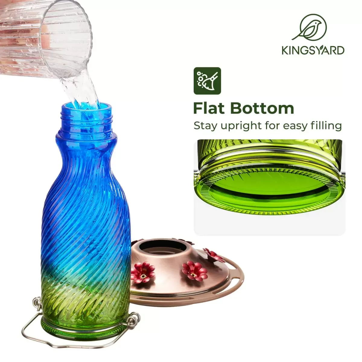 Green&Blue Kingsyard 18oz Bee & Ant Proof Glass Hummingbird Feeders 6