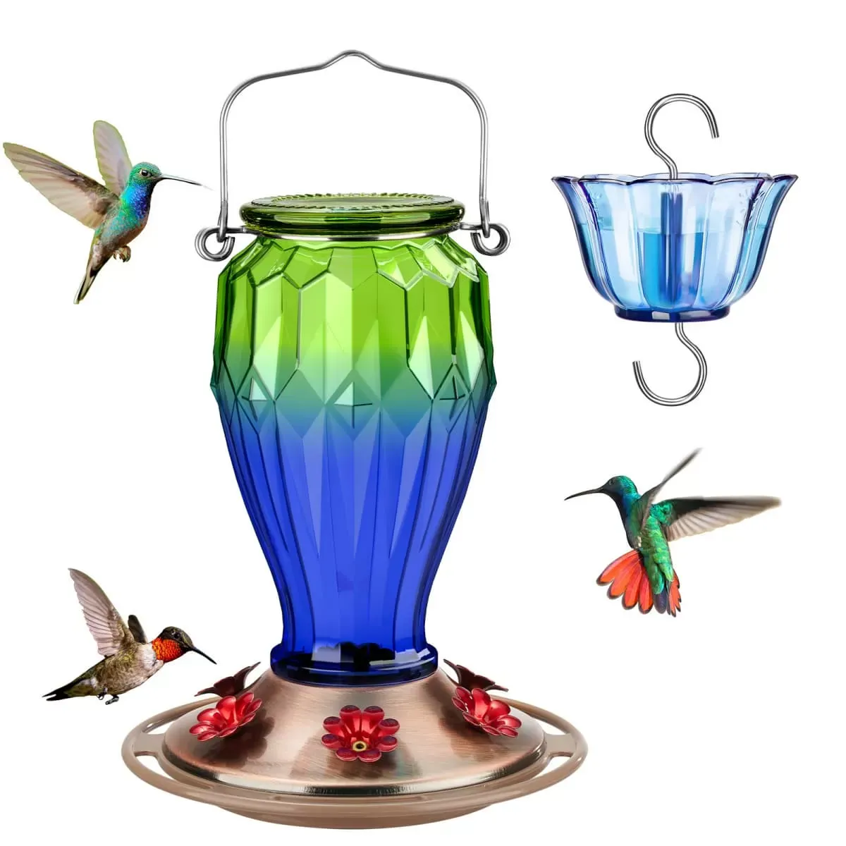 Kingsyard 20oz Bee & Ant Proof Glass Hummingbird Feeders 2