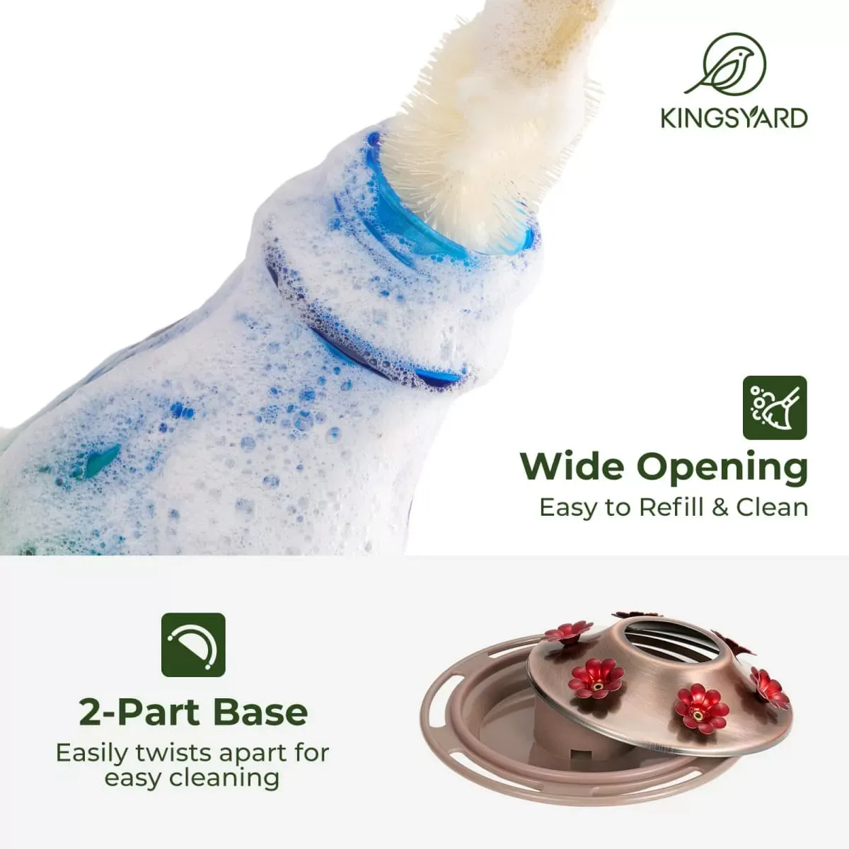 Kingsyard 20oz Bee & Ant Proof Glass Hummingbird Feeders 5