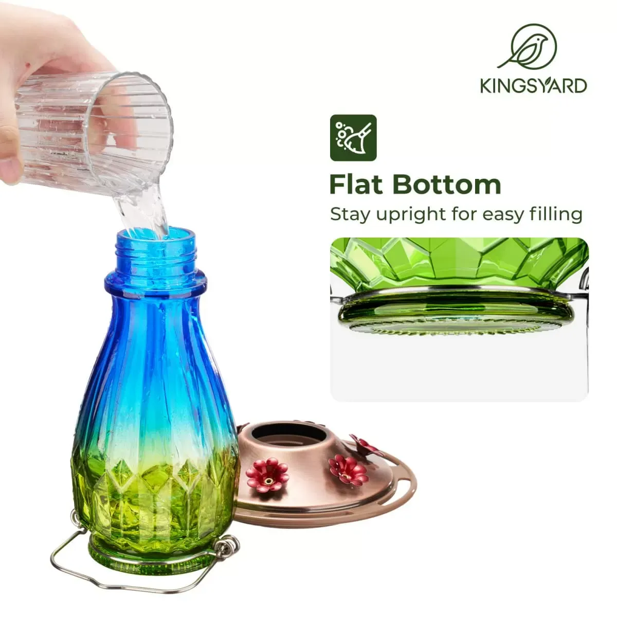 Kingsyard 20oz Bee & Ant Proof Glass Hummingbird Feeders 6