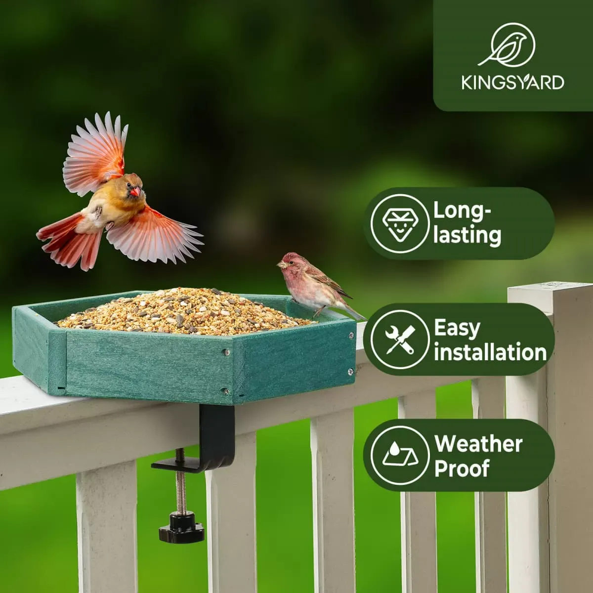 Kingsyard Platform Bird Feeder with Freestanding Tray 6