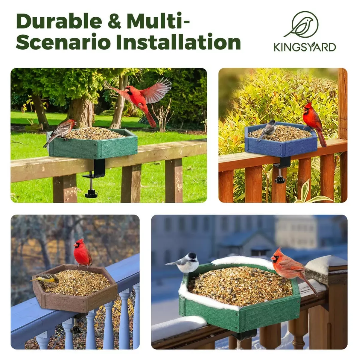 Kingsyard Platform Bird Feeder with Freestanding Tray 7