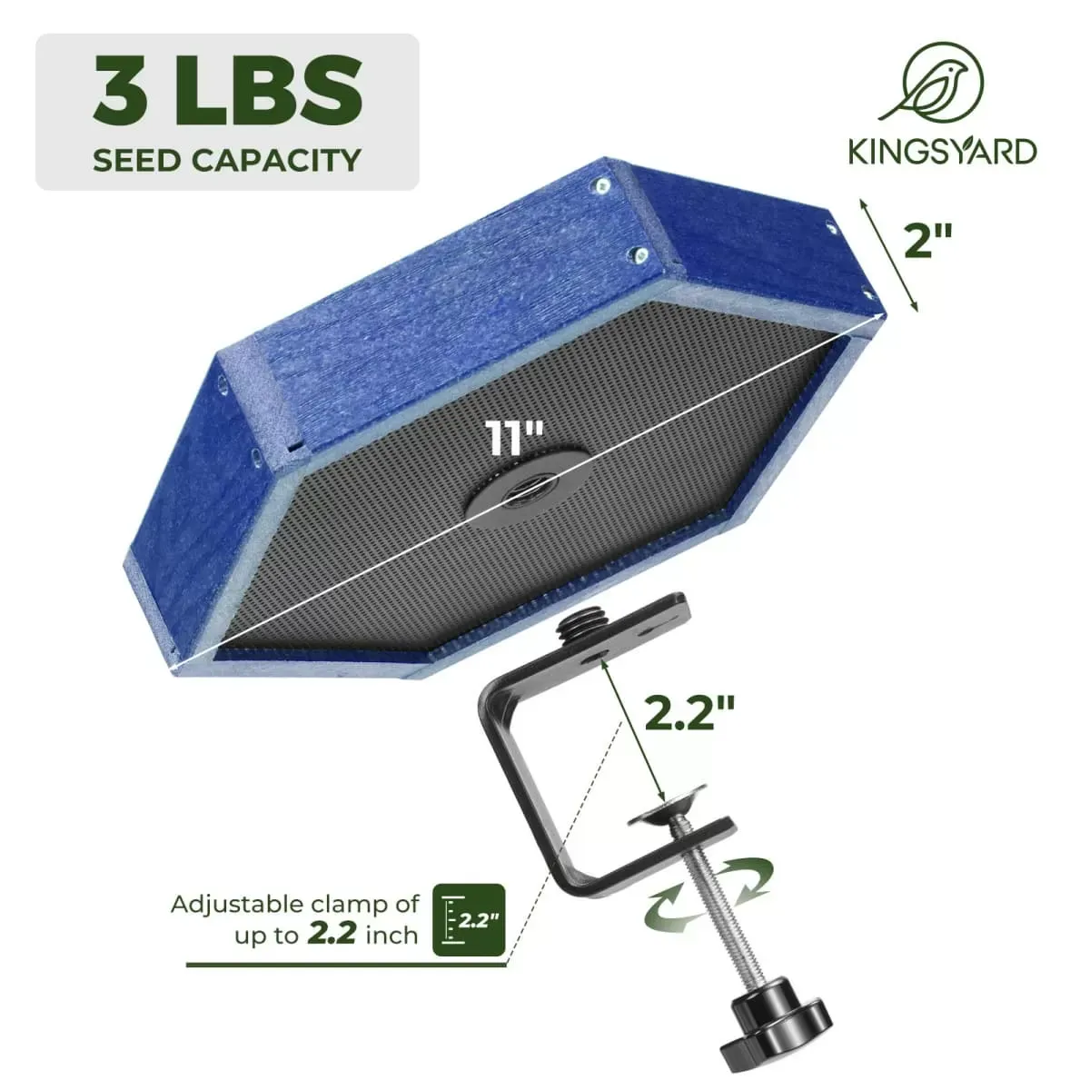 Blue Kingsyard Platform Bird Feeder with Freestanding Tray 3