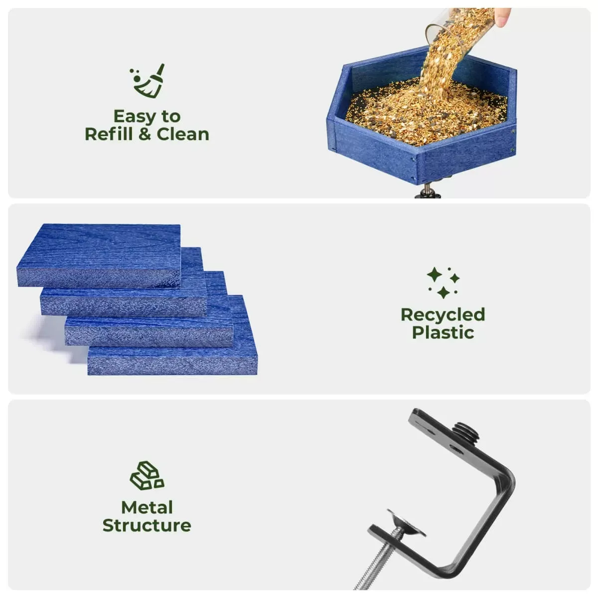 Blue Kingsyard Platform Bird Feeder with Freestanding Tray 4