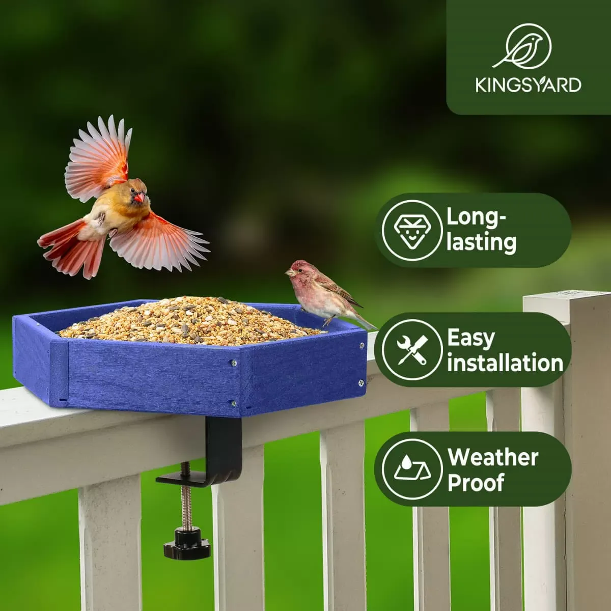 Blue Kingsyard Platform Bird Feeder with Freestanding Tray 6