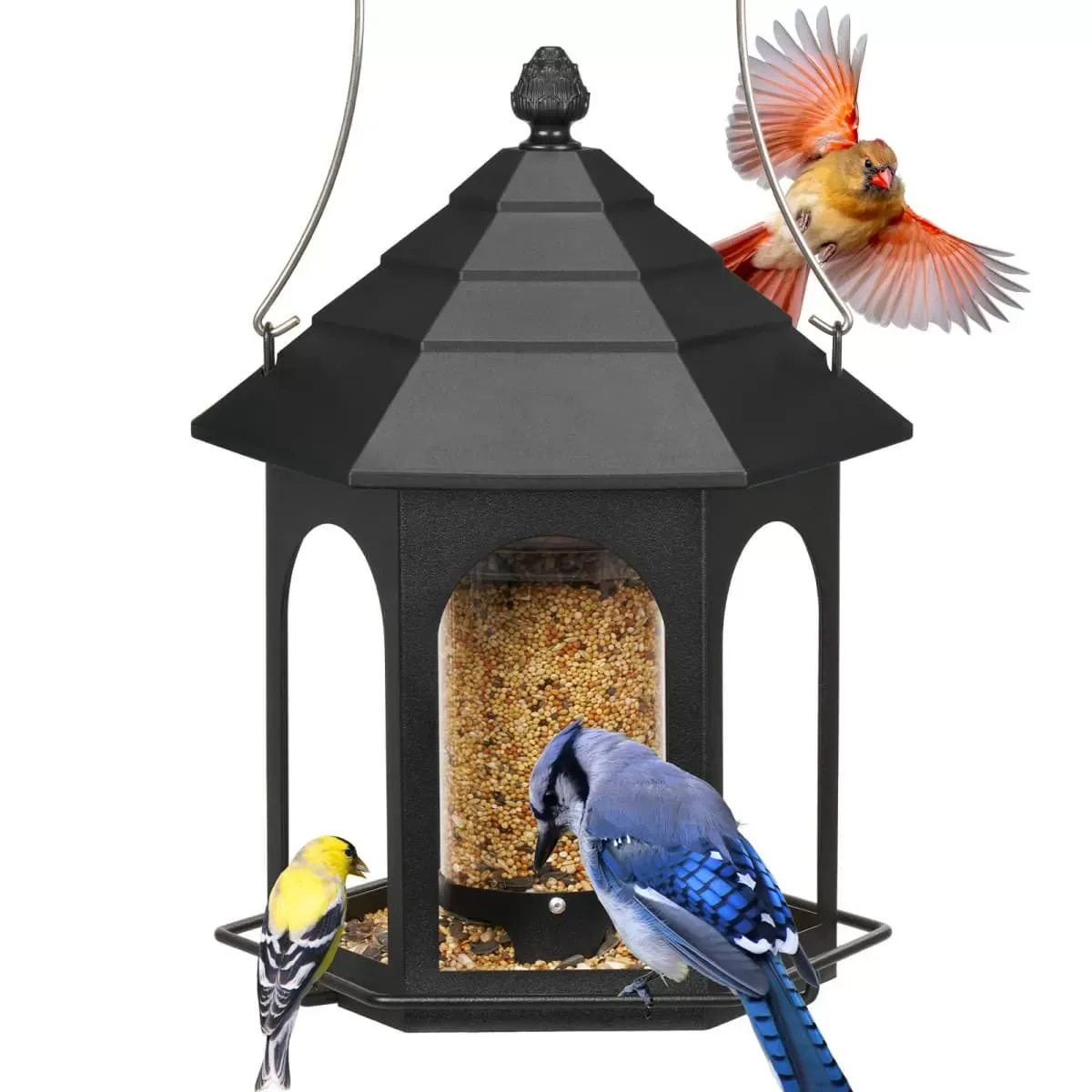 Black Kingsyard Large Capacity Gazebo Wild Bird Feeder 2