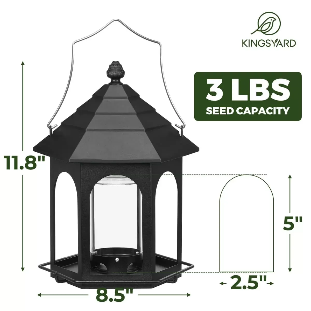 Black Kingsyard Large Capacity Gazebo Wild Bird Feeder 3